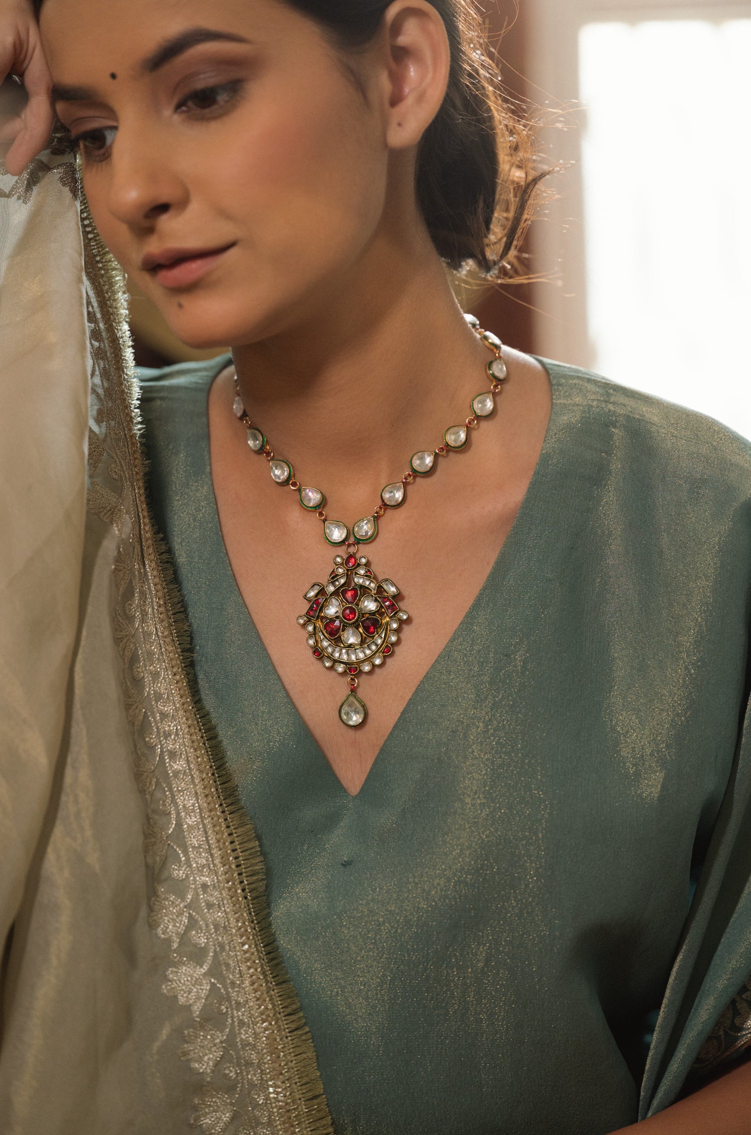 Yasima Red Kundan Necklace