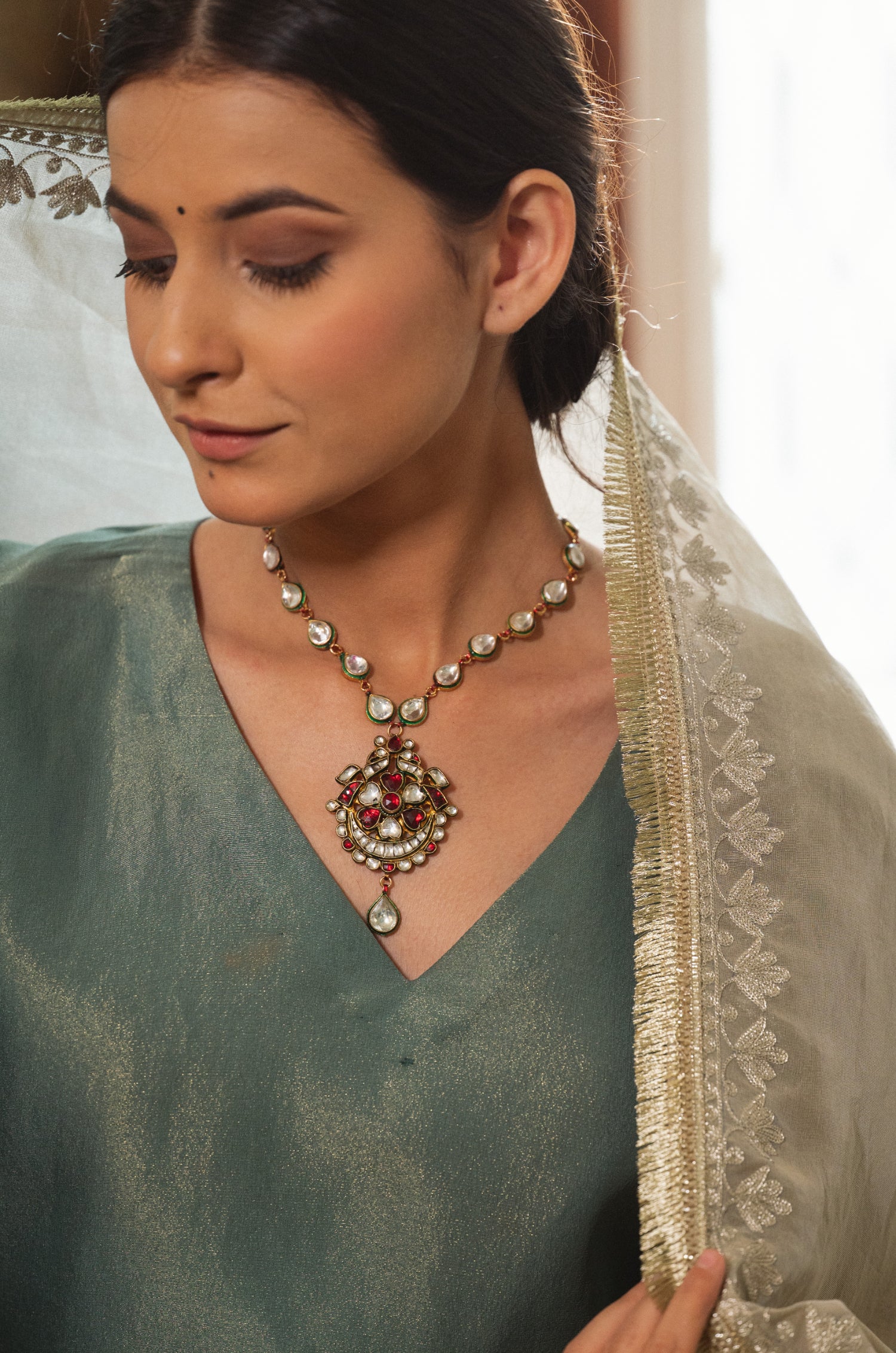 Yasima Red Kundan Necklace