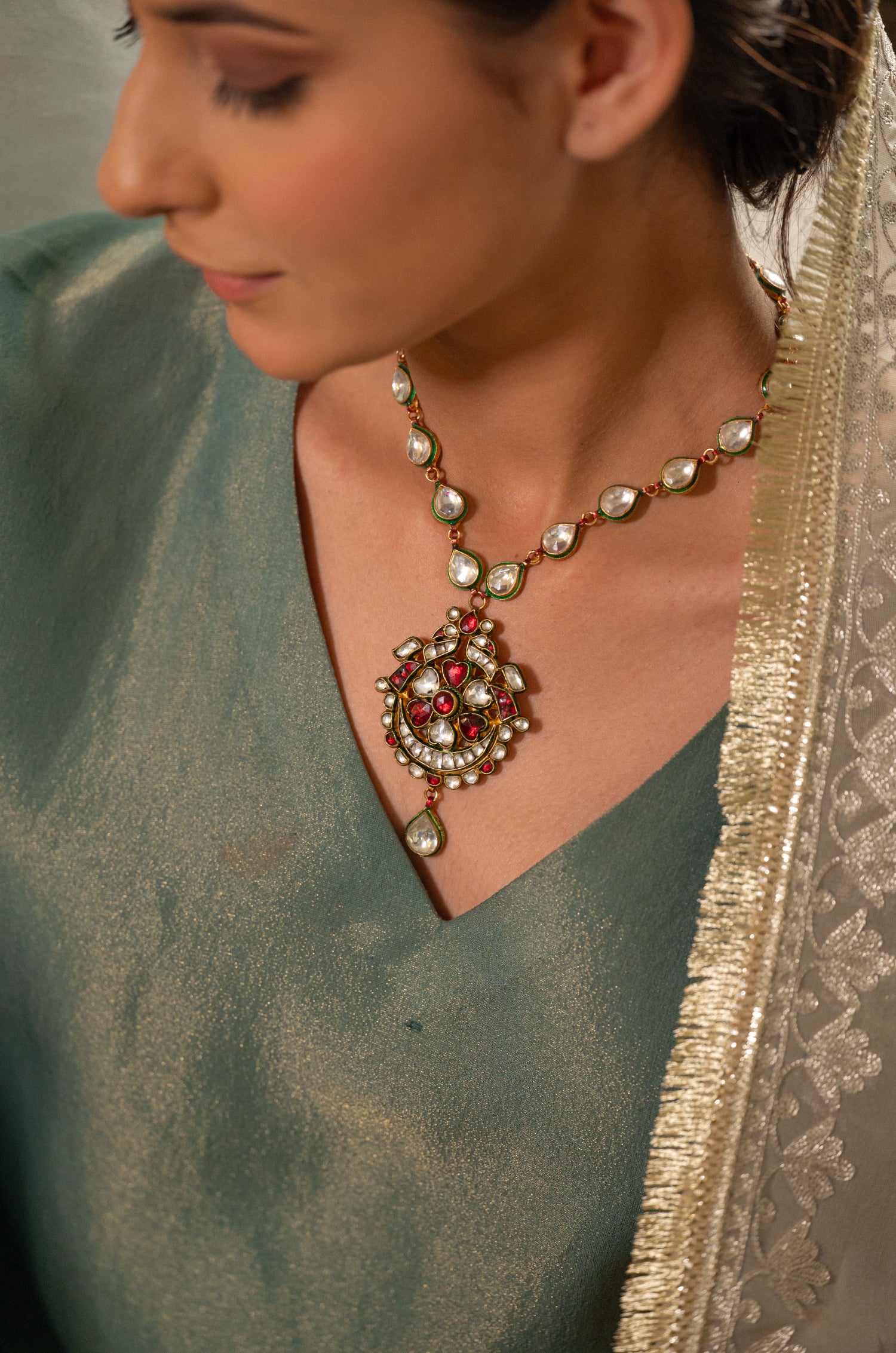 Yasima Red Kundan Necklace