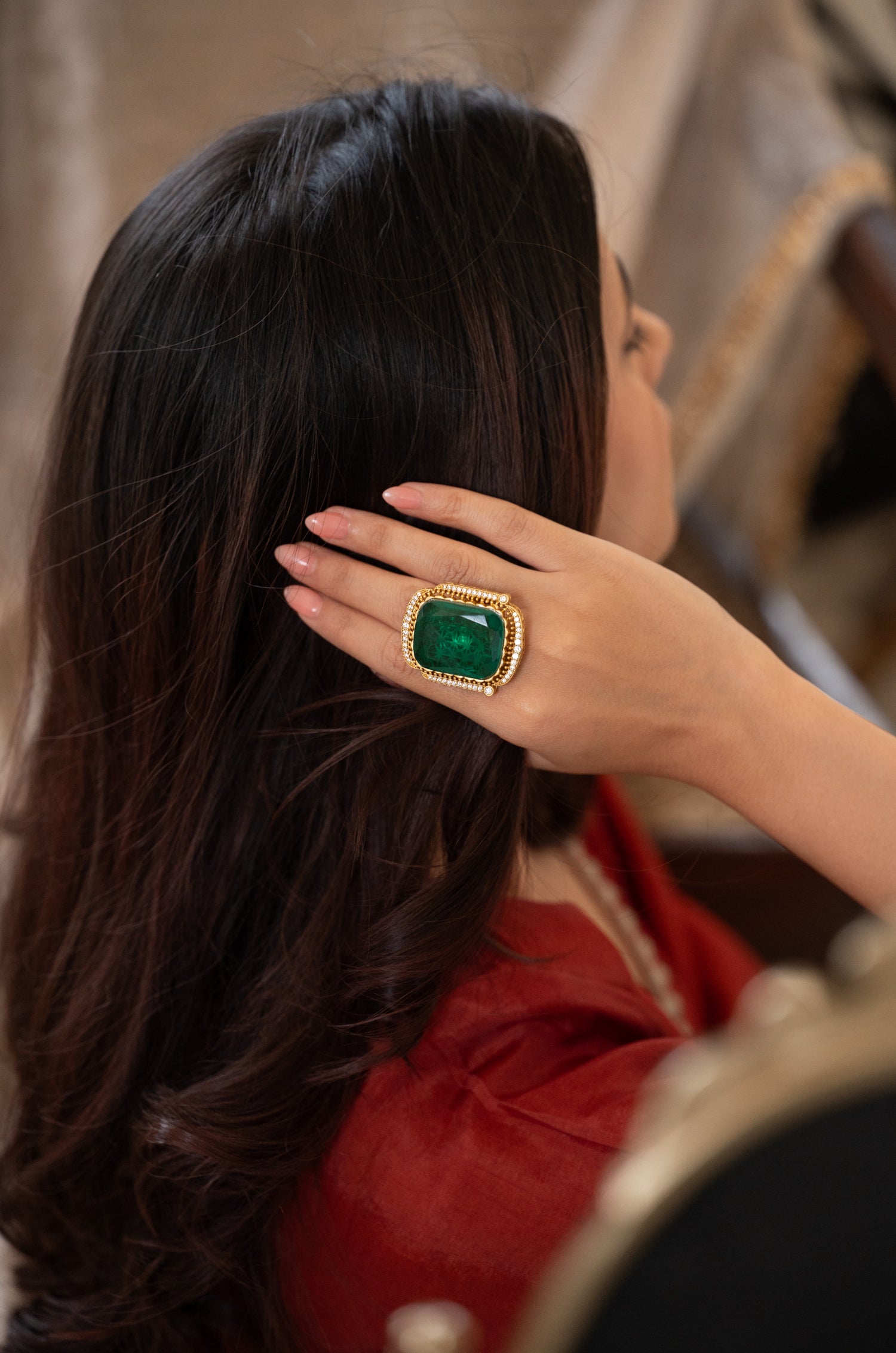 Sahana Green Victorian Ring
