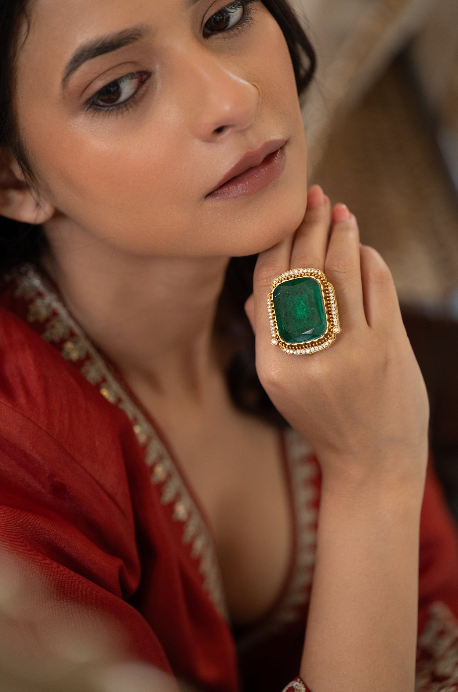 Sahana Green Victorian Ring