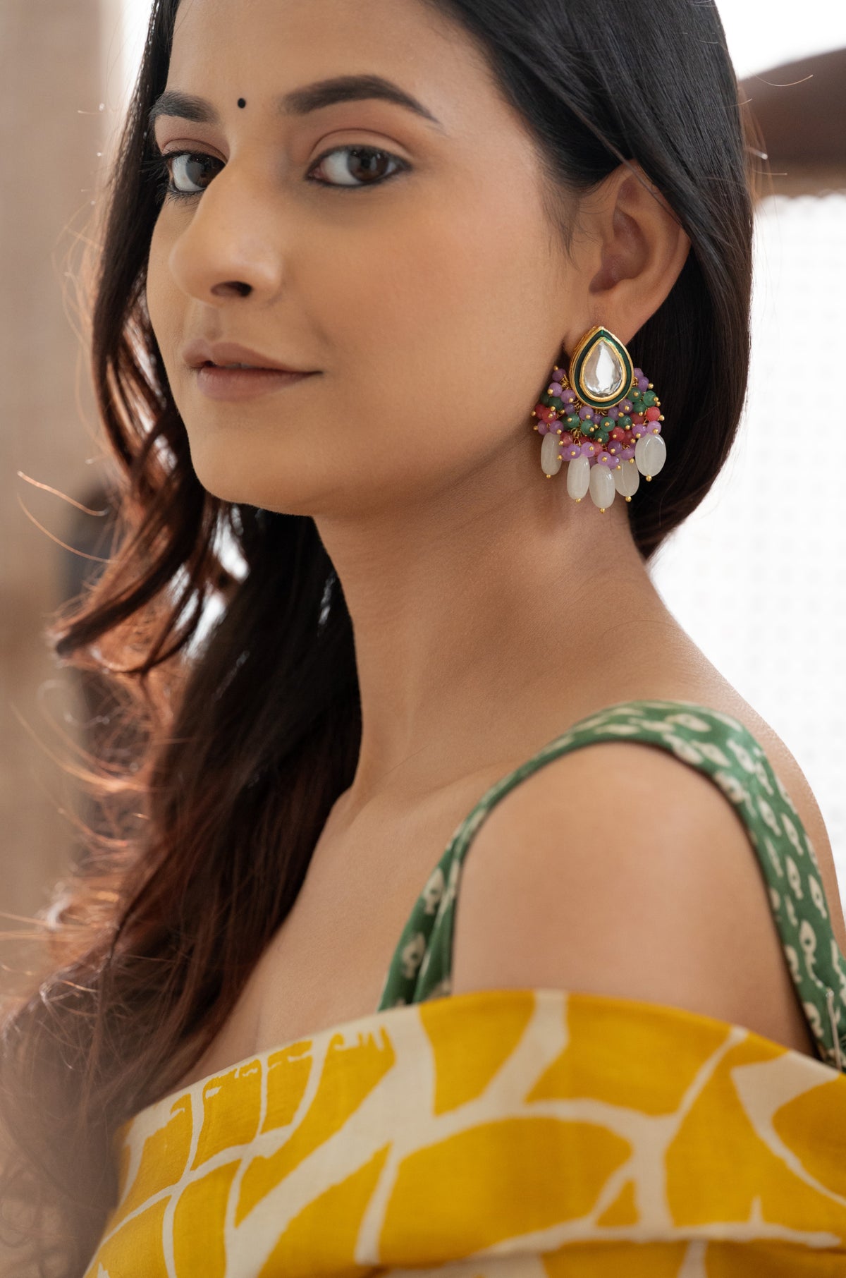 Shivanya Multicolored Kundan Earrings