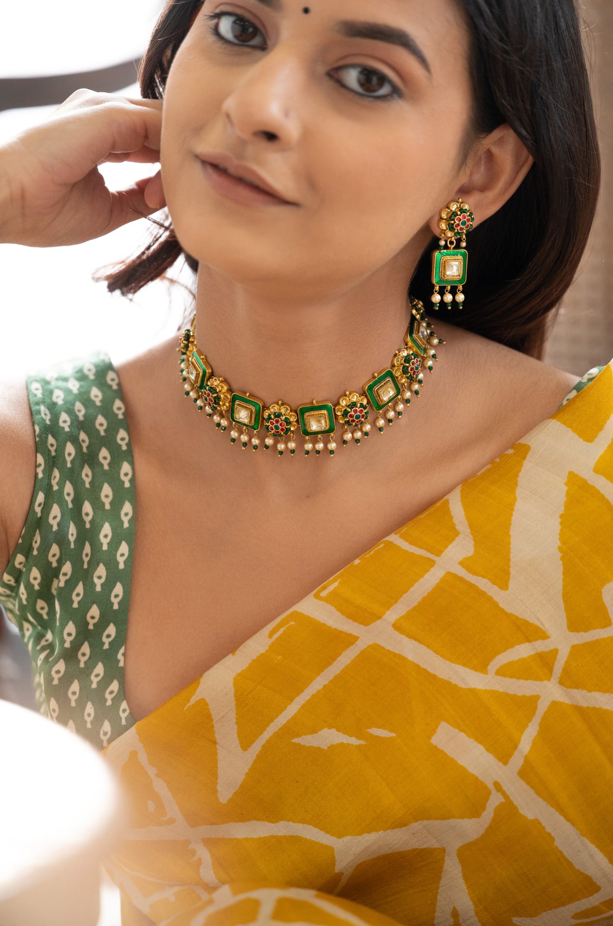 Himani Green Polki Necklace Set