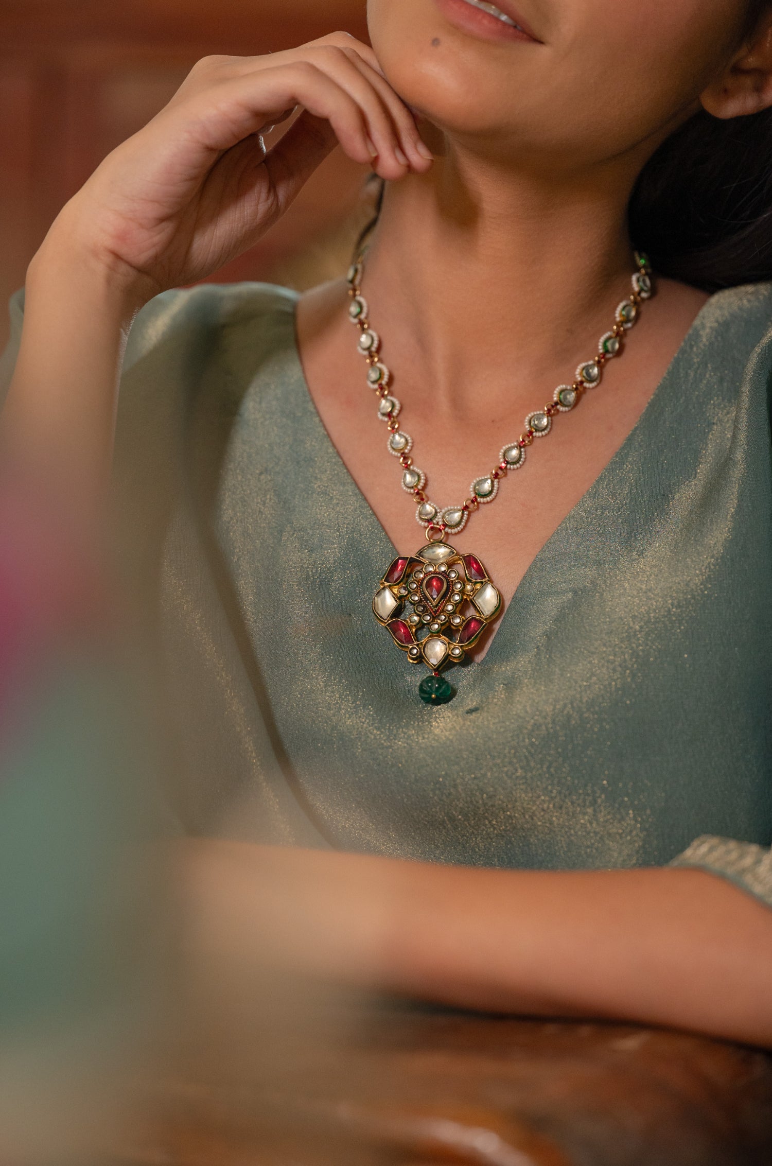 Ritika Red Kundan Necklace Set
