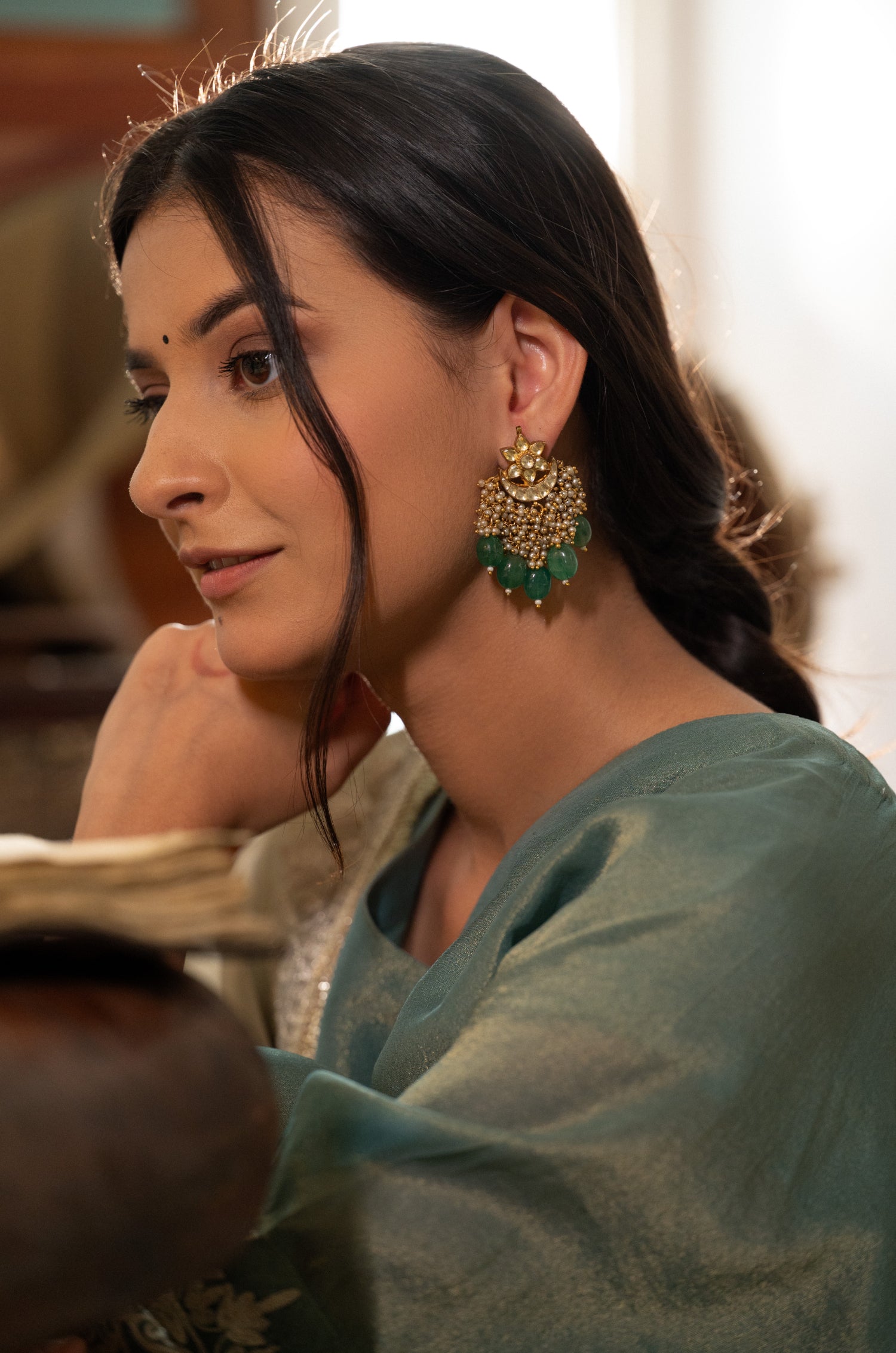 Niyati Green Kundan Earrings