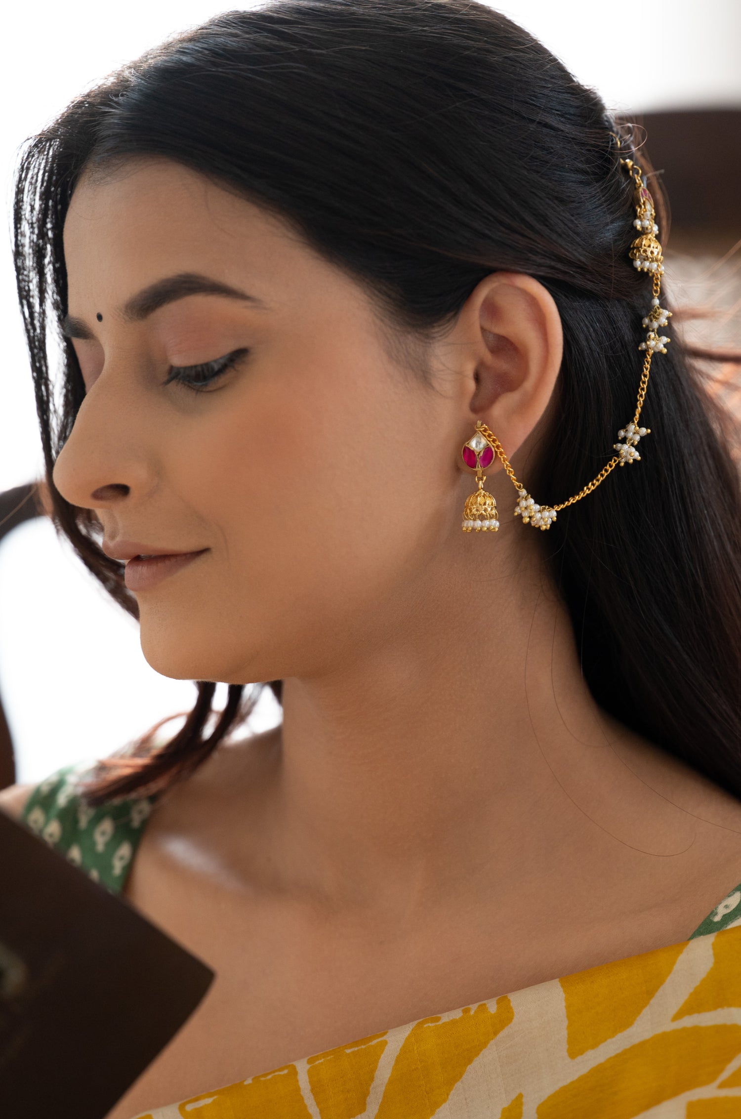 Hira Red Jhumka Earrings