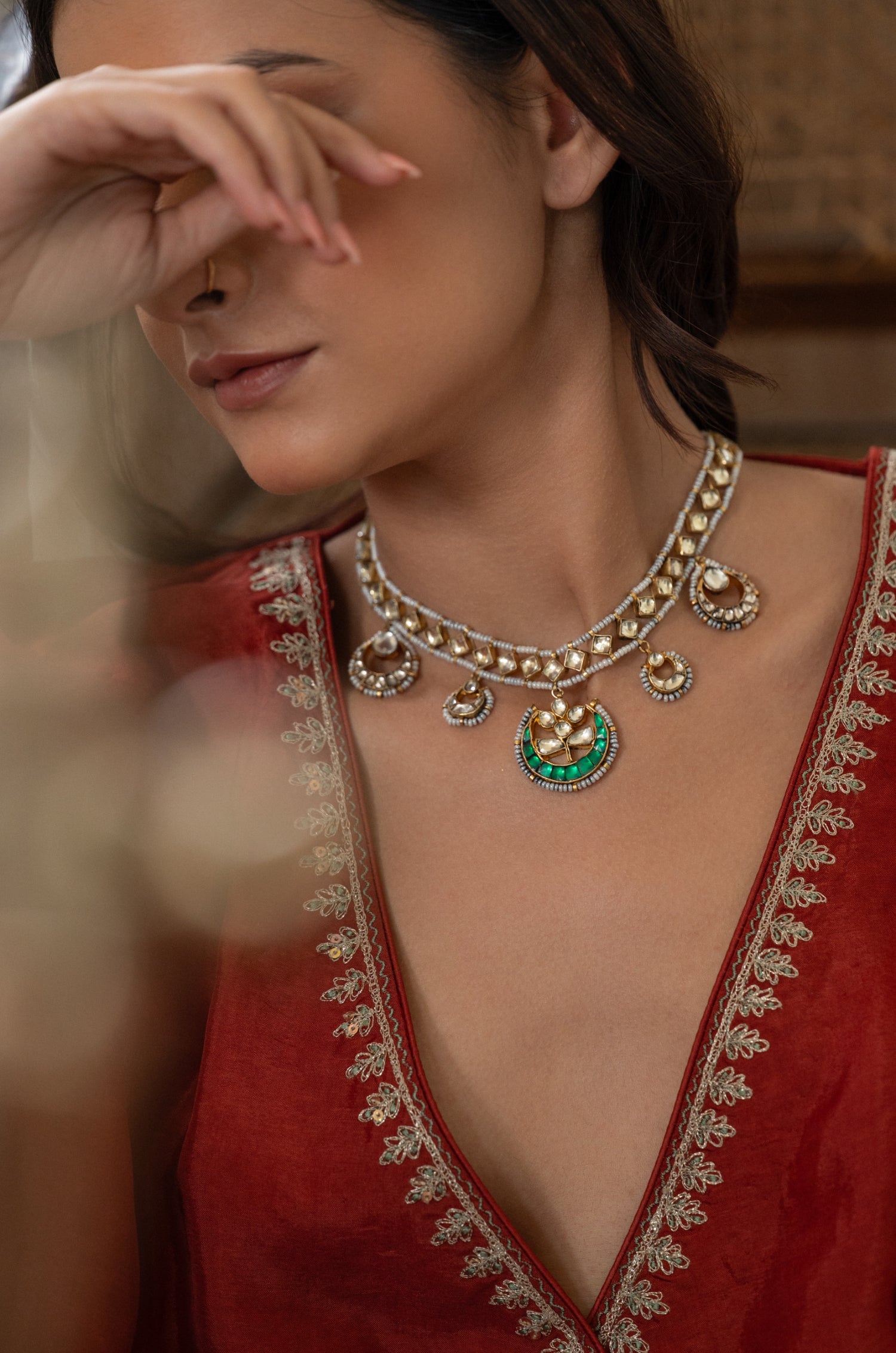 Myra Green Kundan Necklace