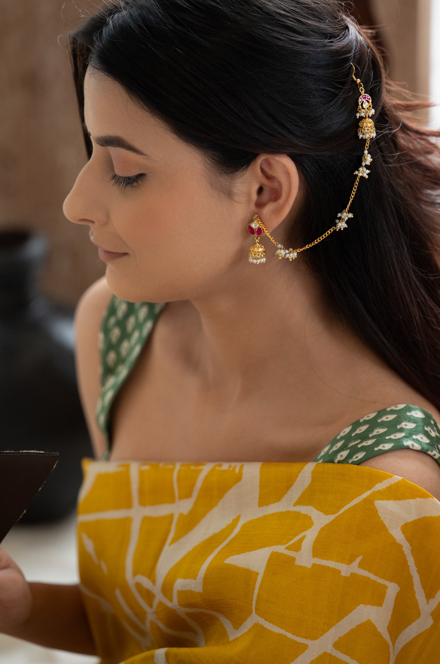 Hira Red Jhumka Earrings