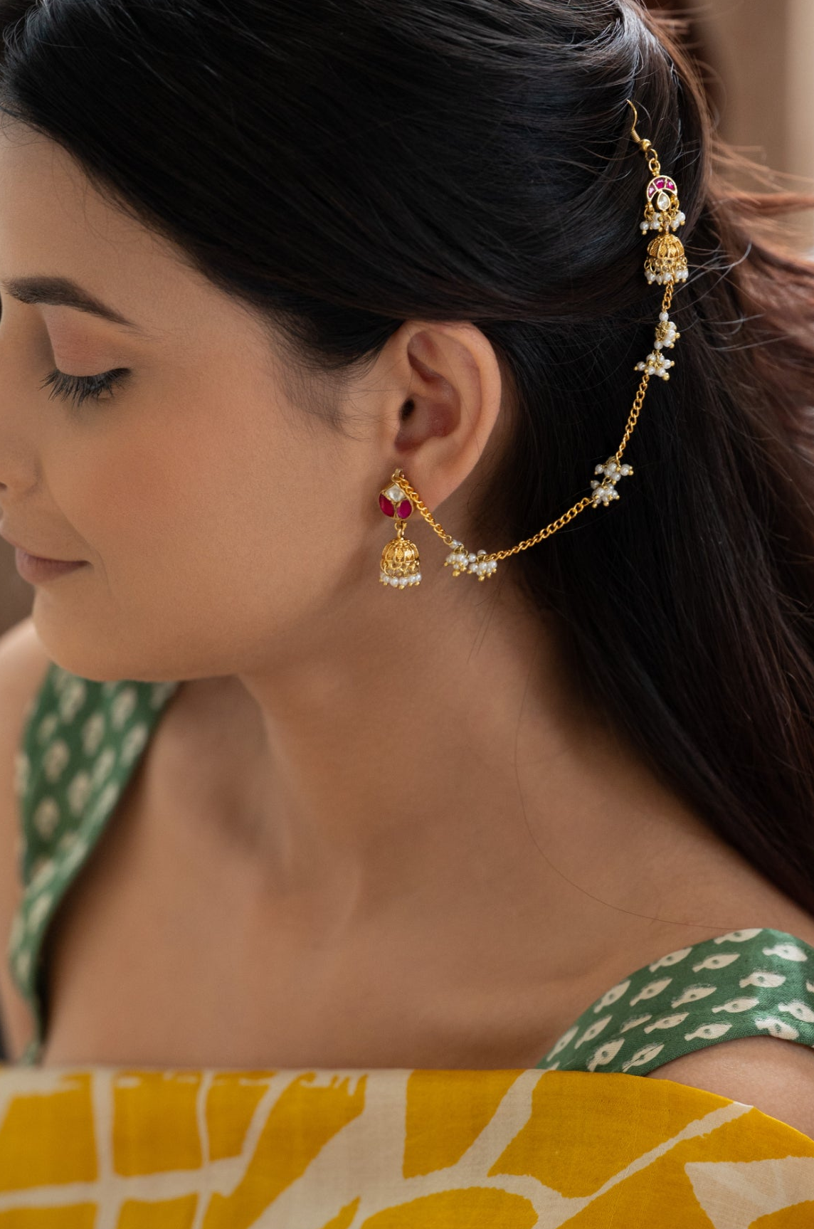 Hira Red Jhumka Earrings