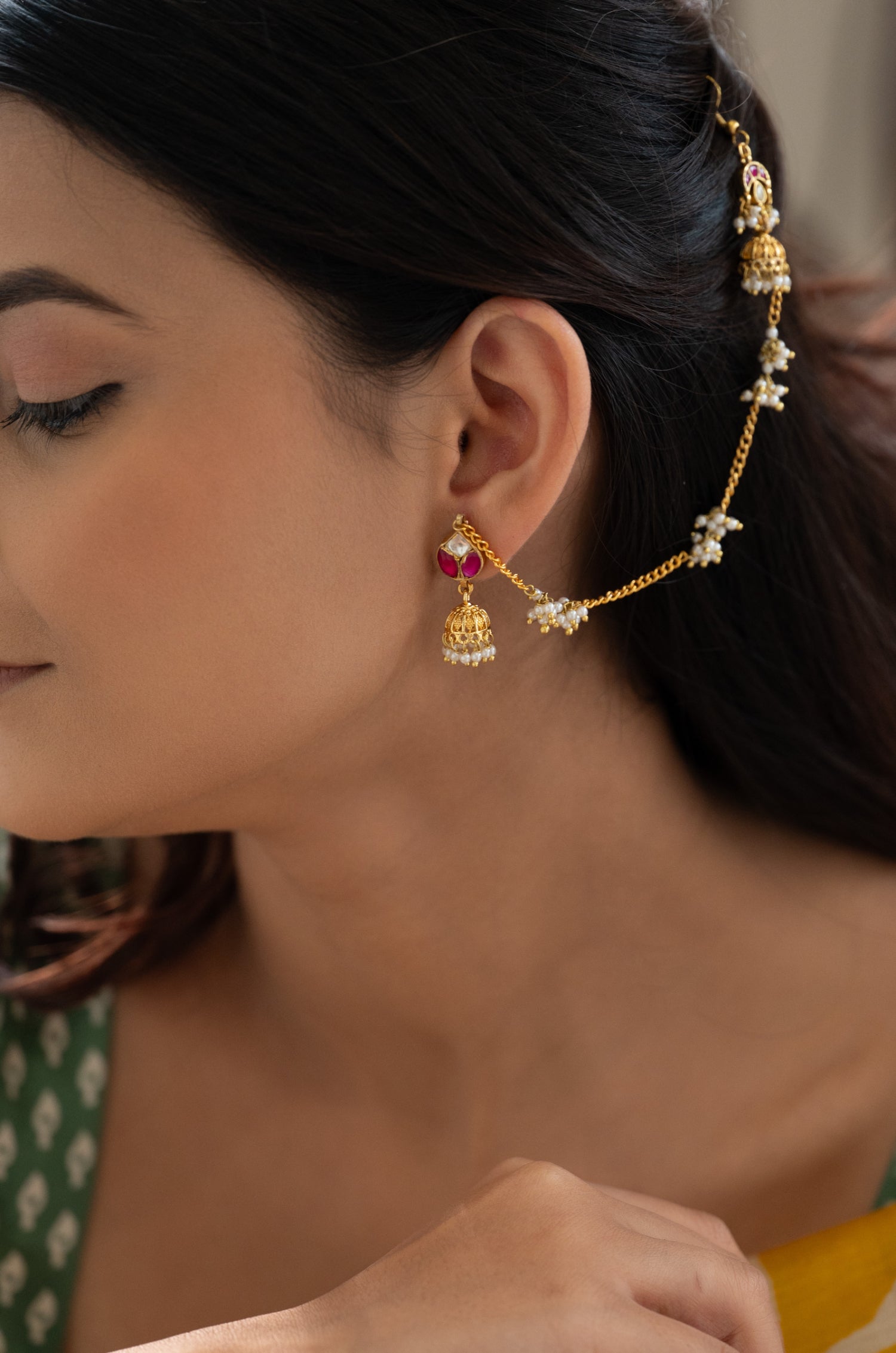 Hira Red Jhumka Earrings