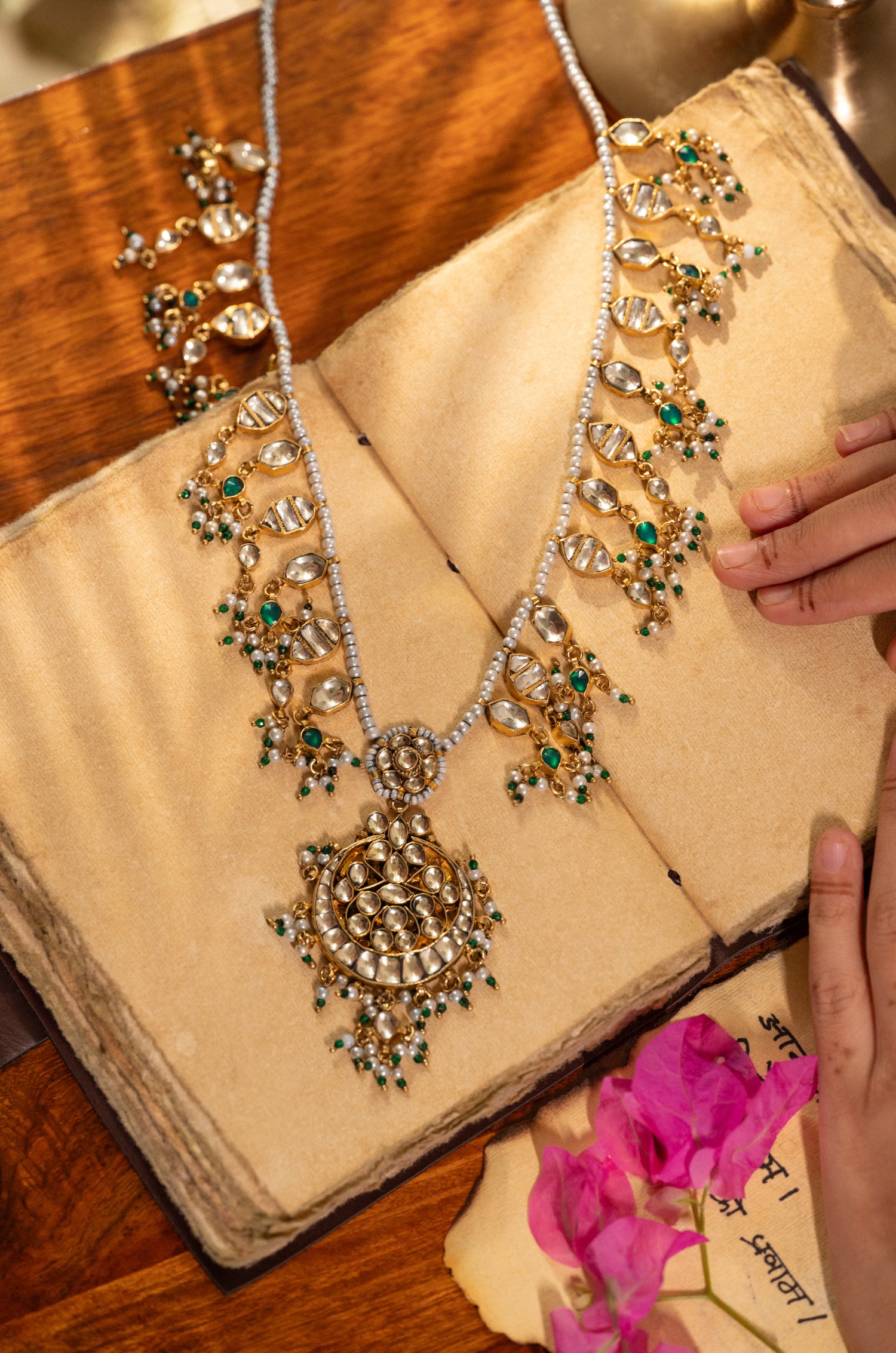 Sunidhita Kundan Green Necklace