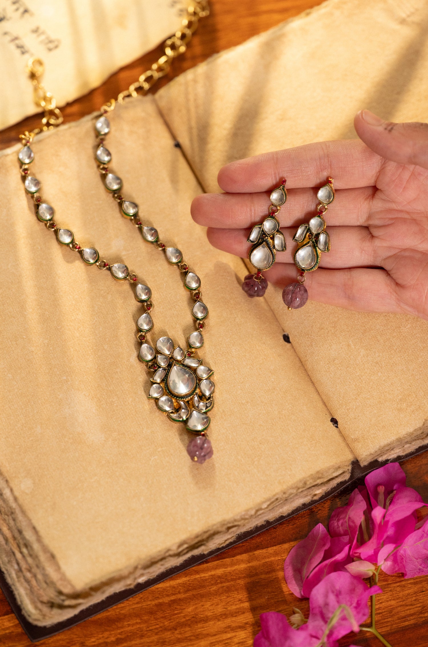 Sureen Purple Kundan Necklace Set