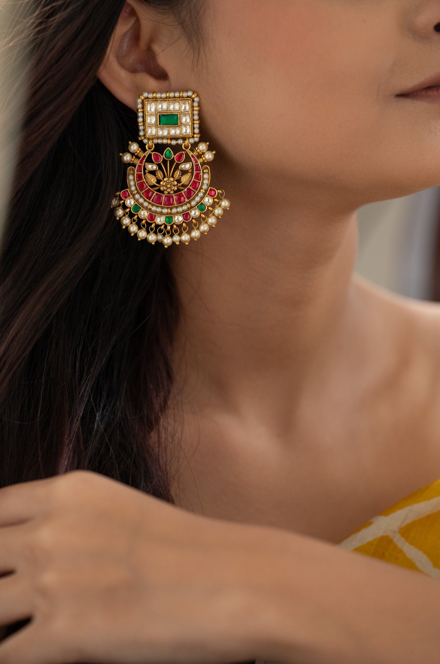 Vamika Multicolored Kundan Earrings