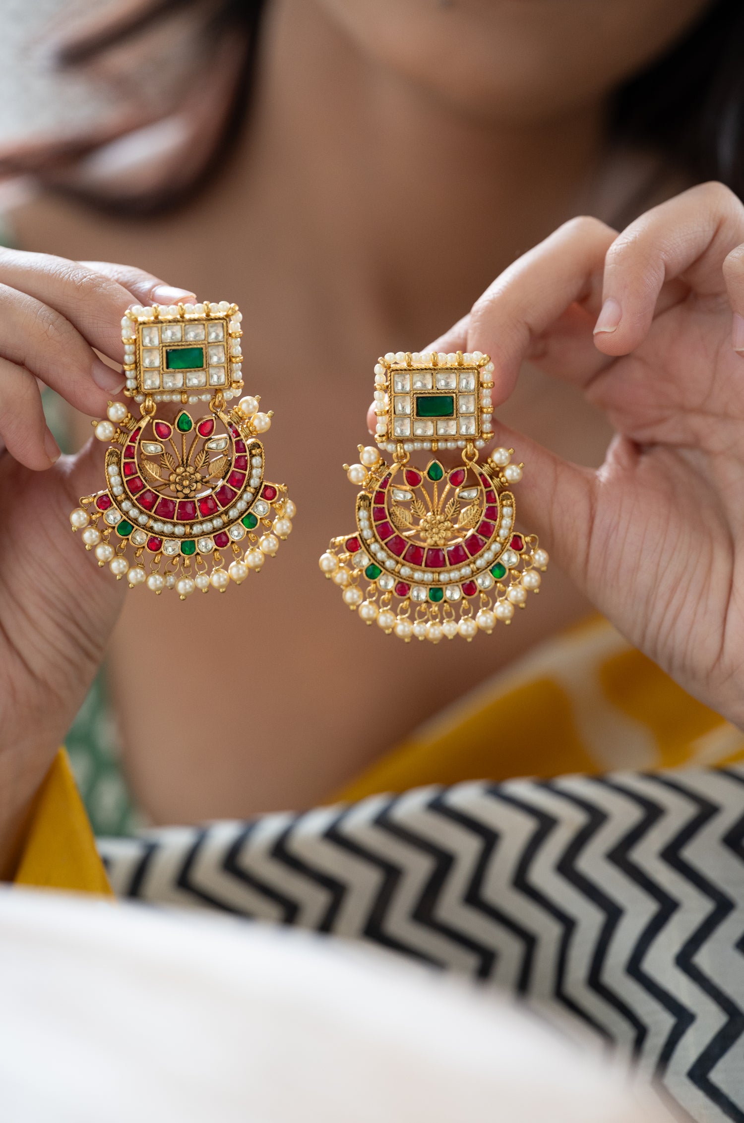 Vamika Multicolored Kundan Earrings