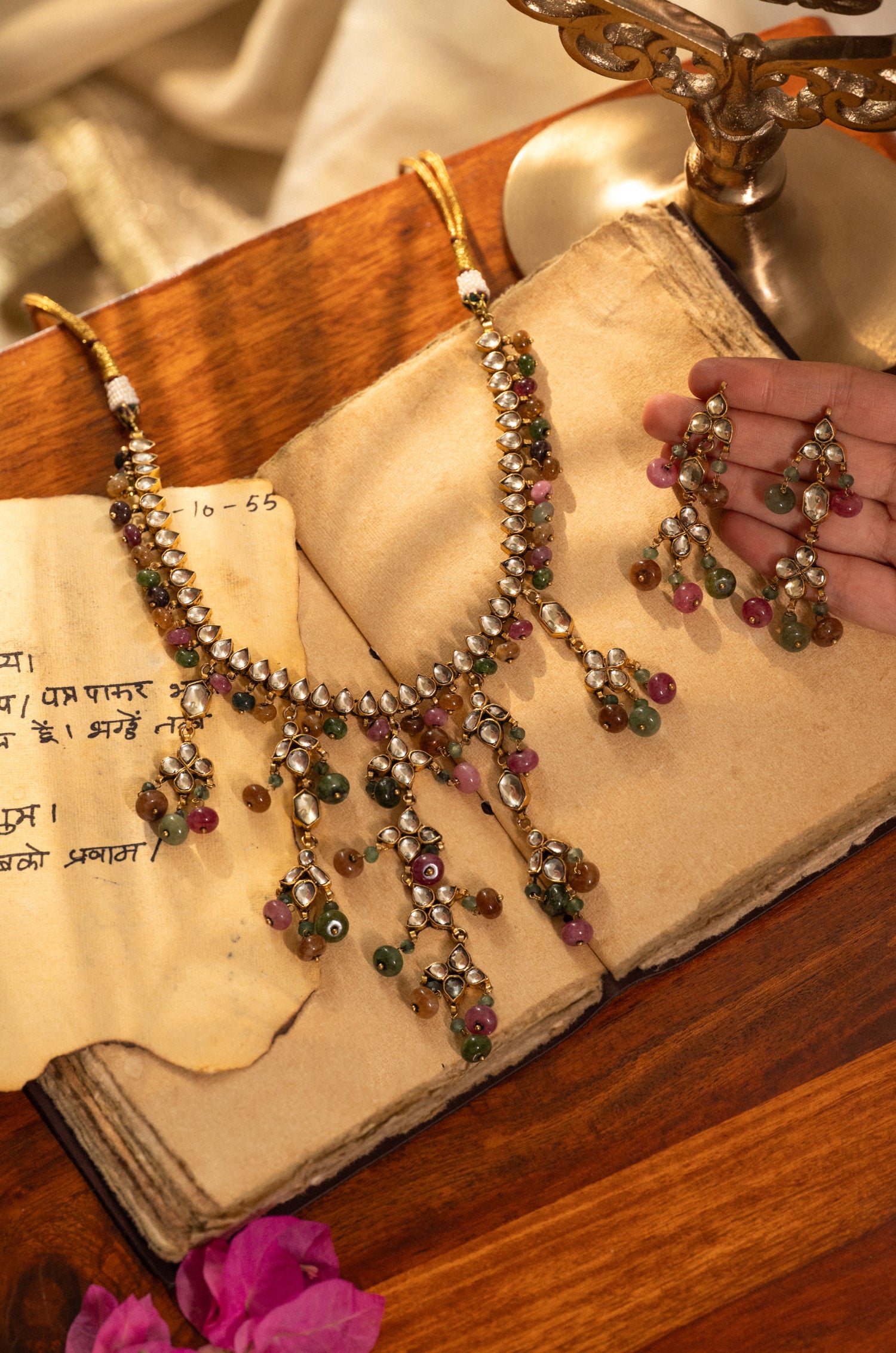 Kinjal Multicolored Kundan Necklace Set