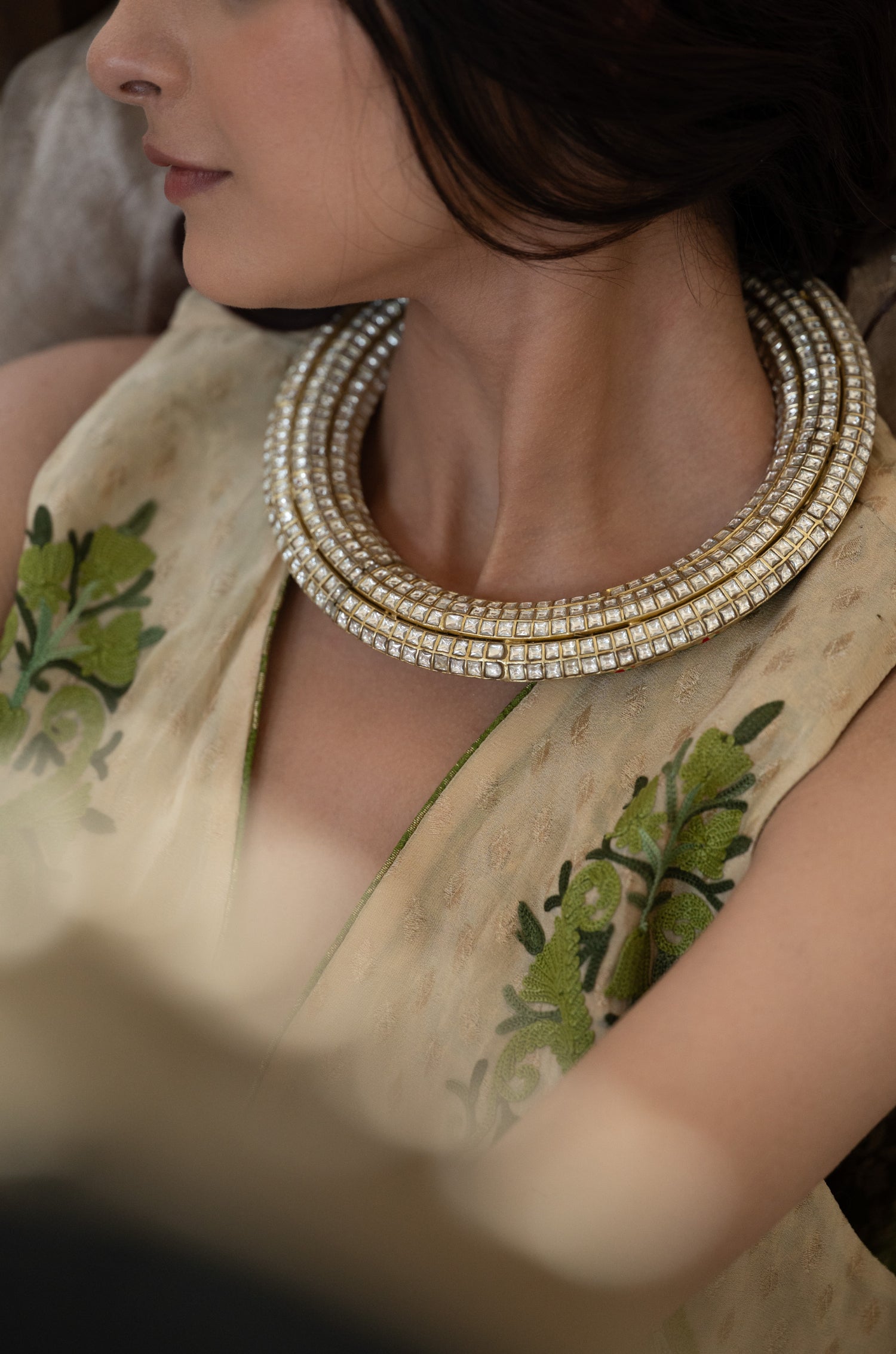 Ameena Rajwadi Polki Hassli Necklace
