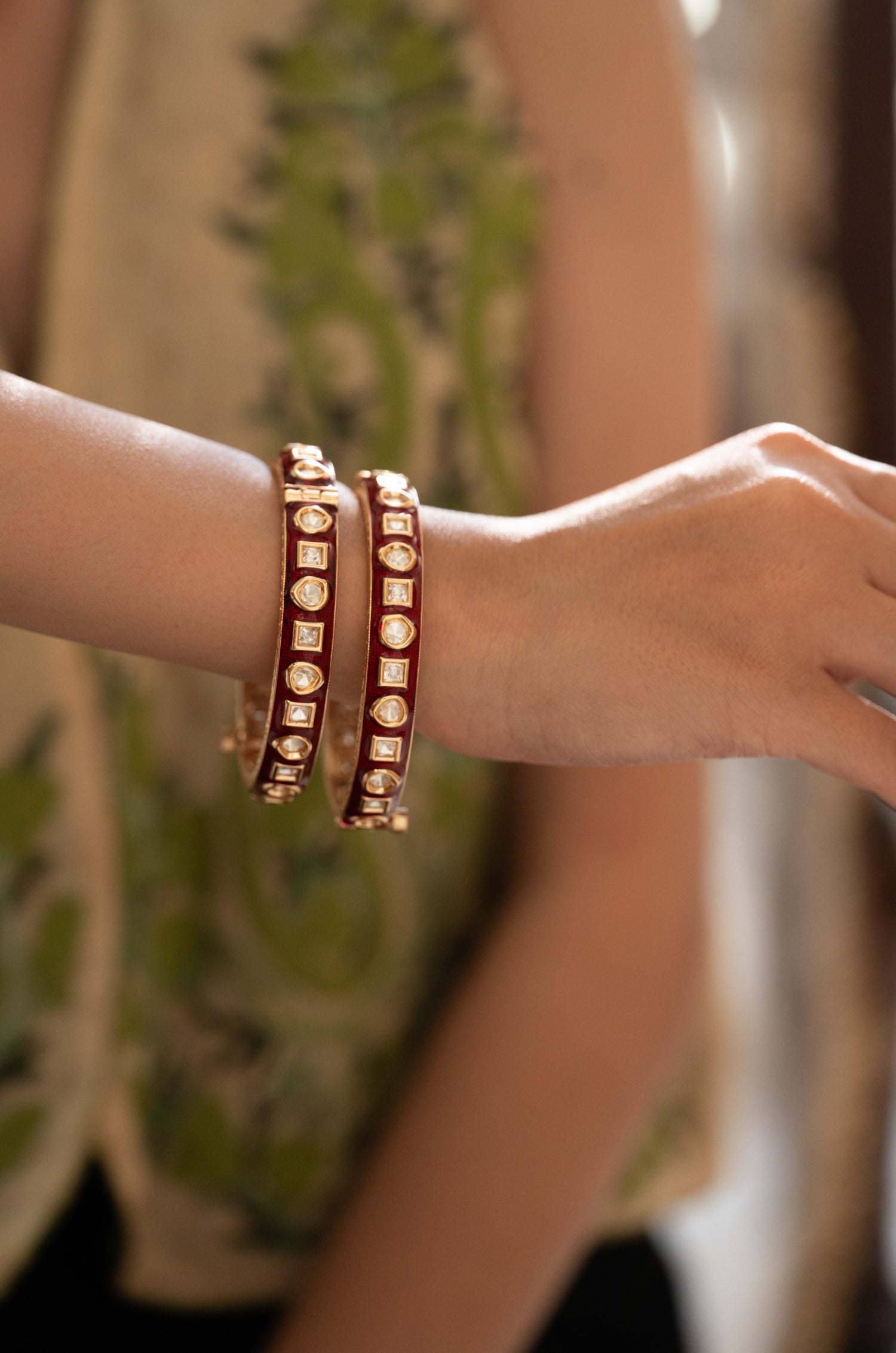 Zivah Red Polki Bangles - Set of 2
