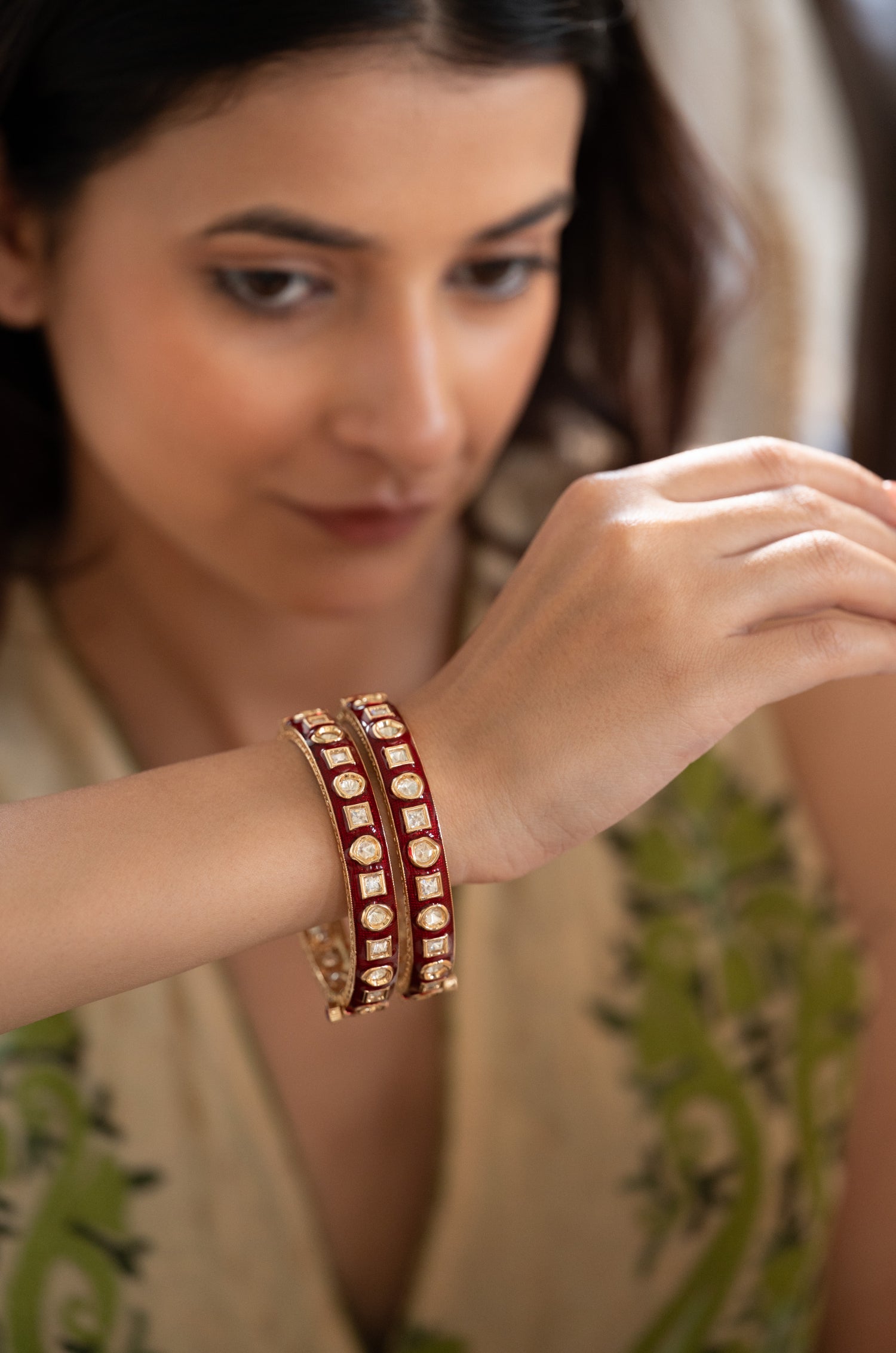 Zivah Red Polki Bangles - Set of 2