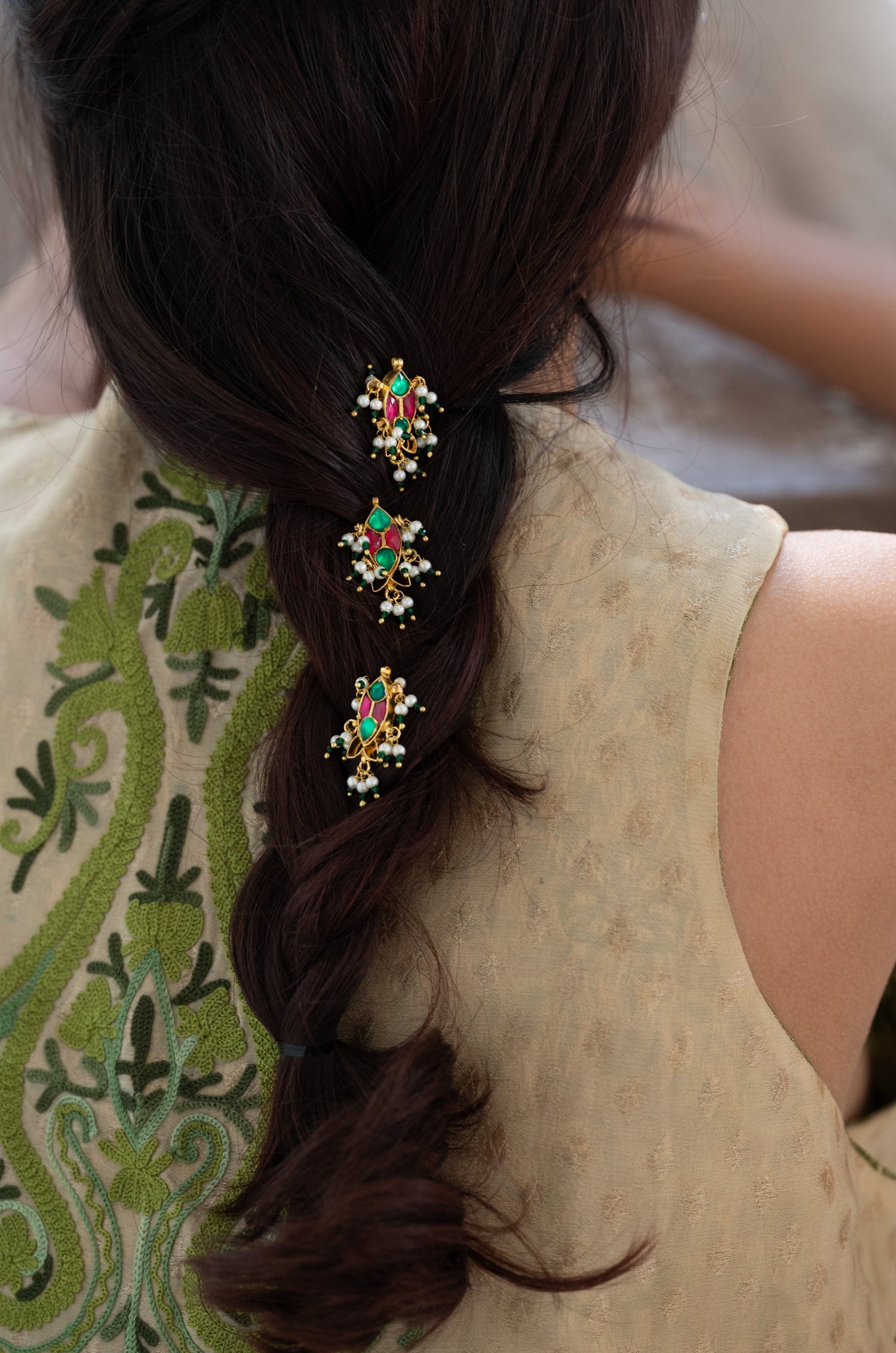 Hania Kundan Braid Pins - Set of 3