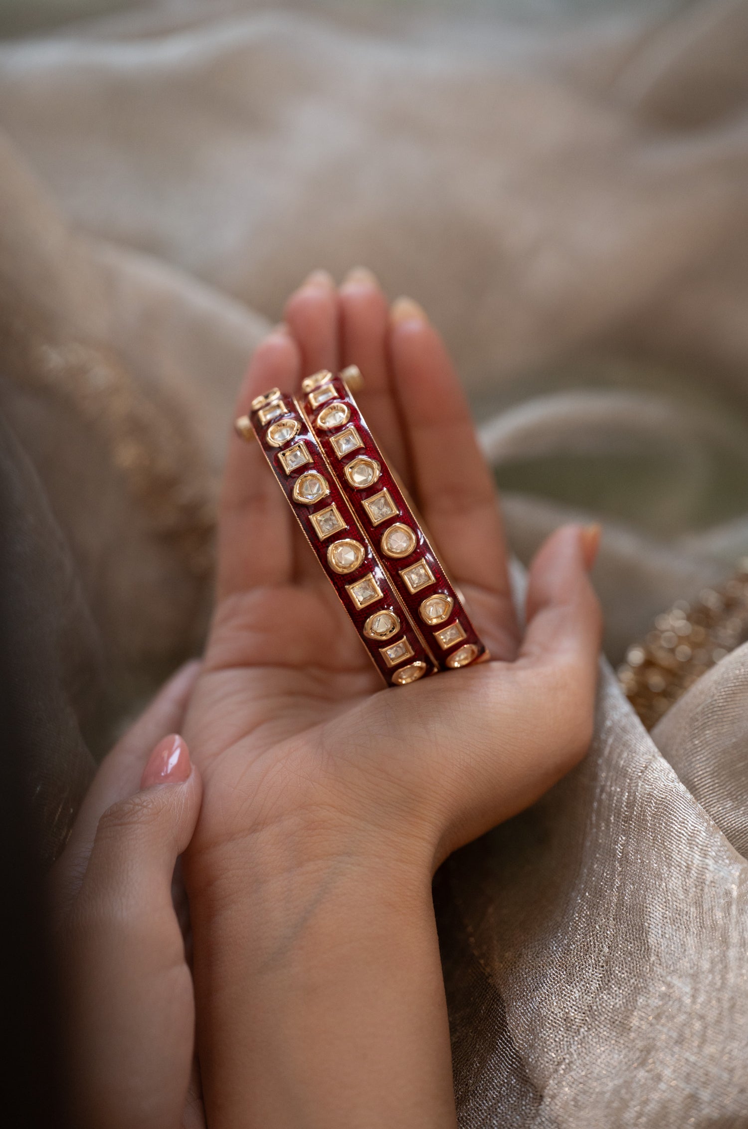 Zivah Red Polki Bangles - Set of 2