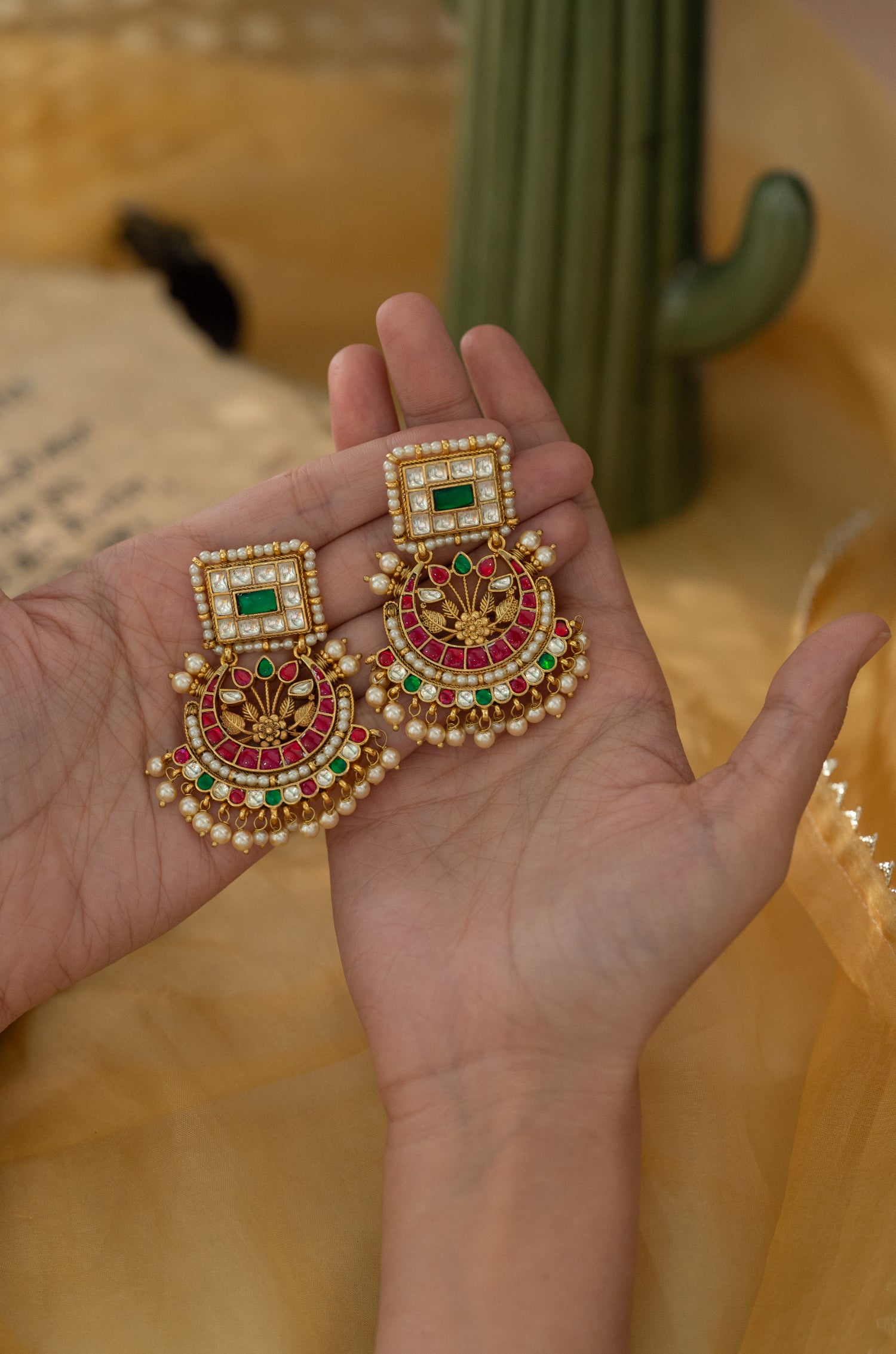 Vamika Multicolored Kundan Earrings