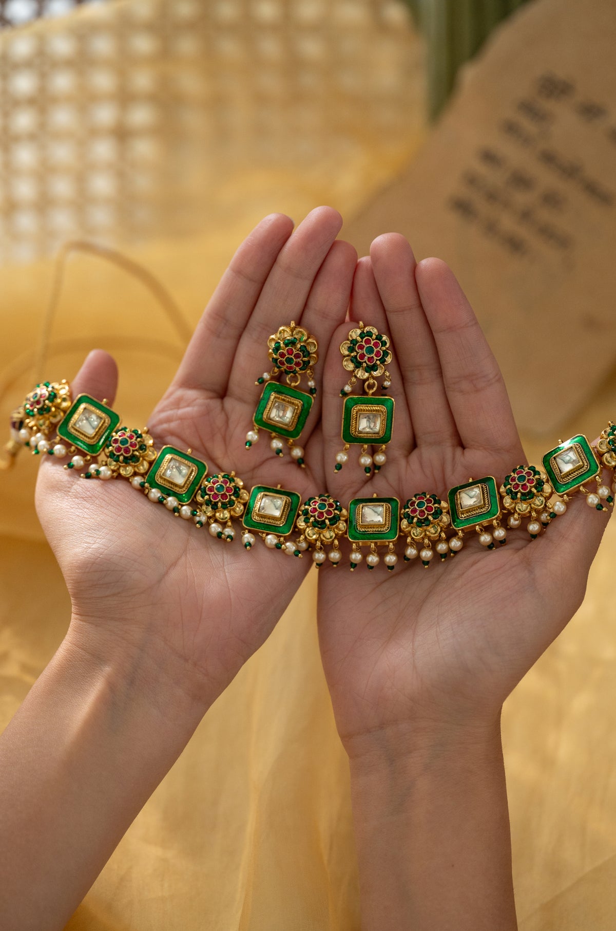 Himani Green Polki Necklace Set