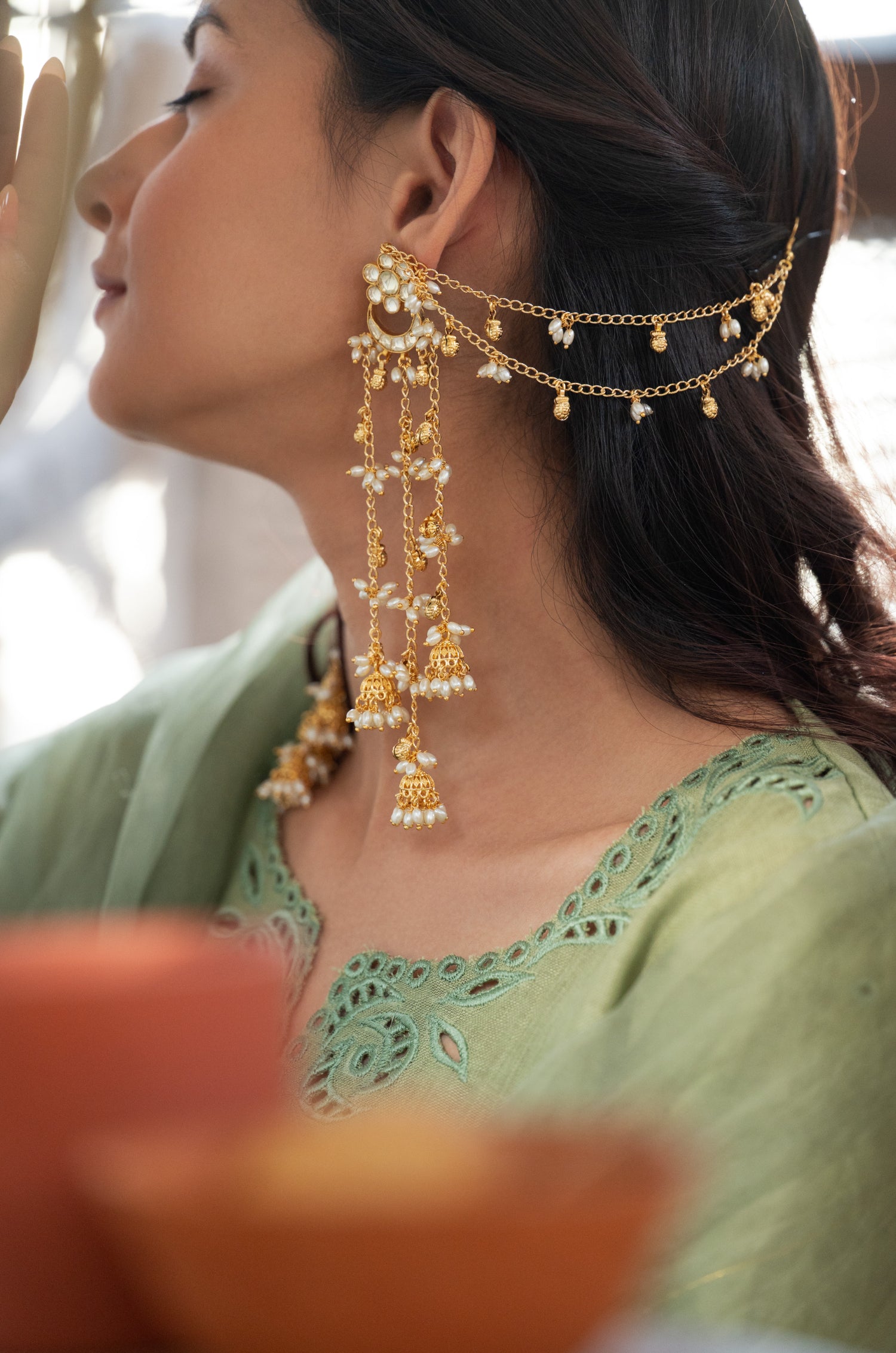 Anahita Kundan Kaan Chain Earrings