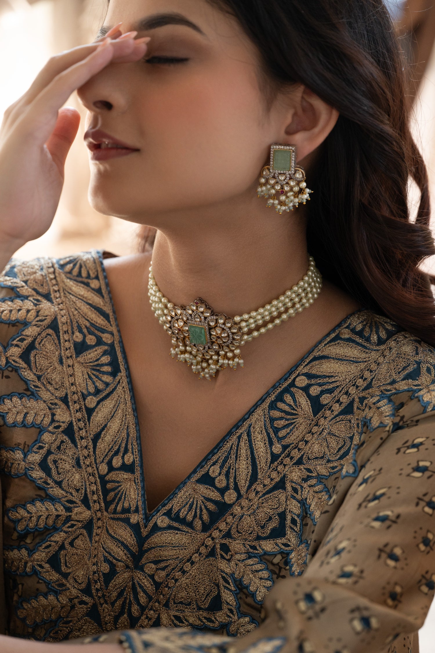 Fehza Mint Victorian Necklace Set