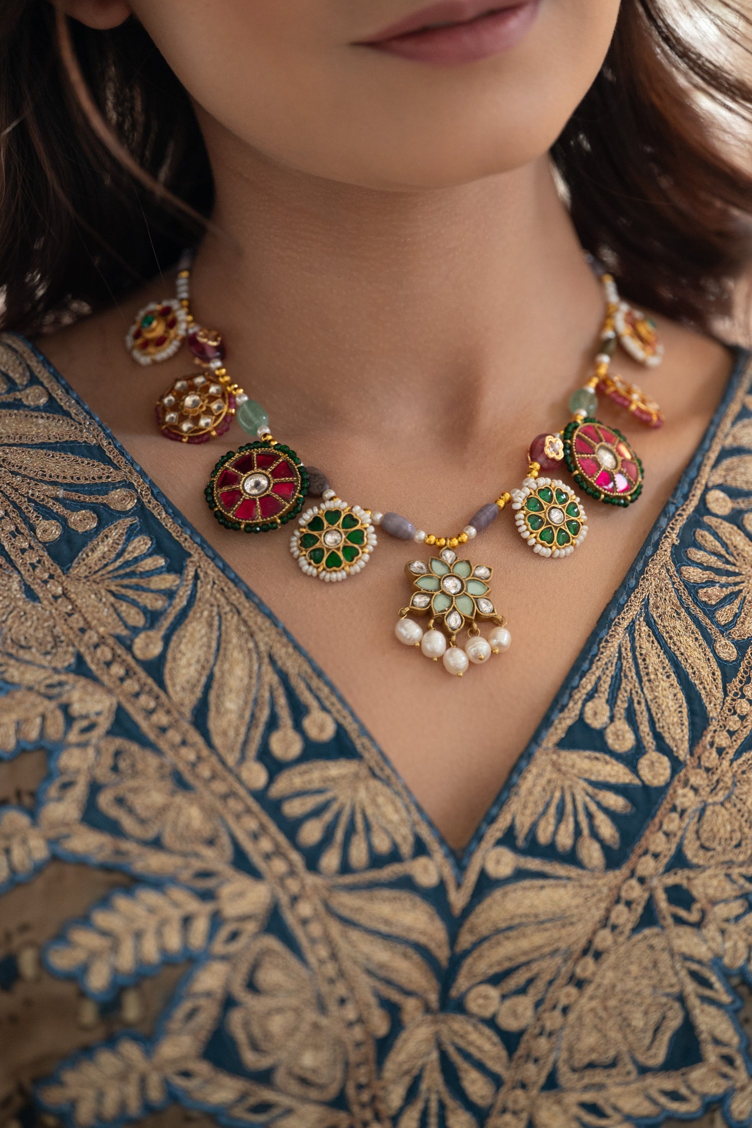 Asra Multicolored Kundan Necklace