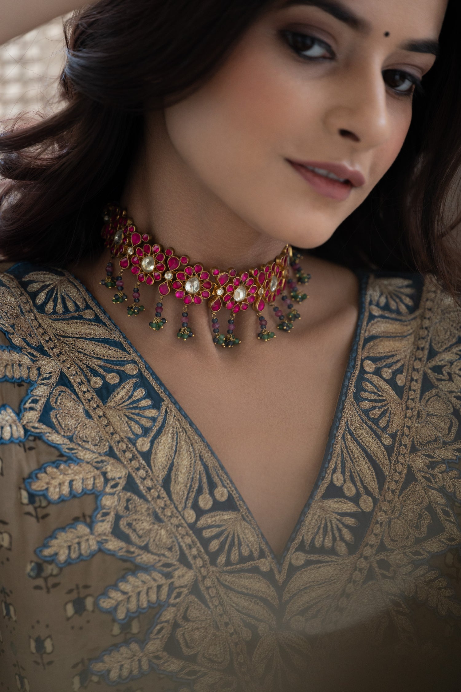 Shayna Pink Kundan Choker