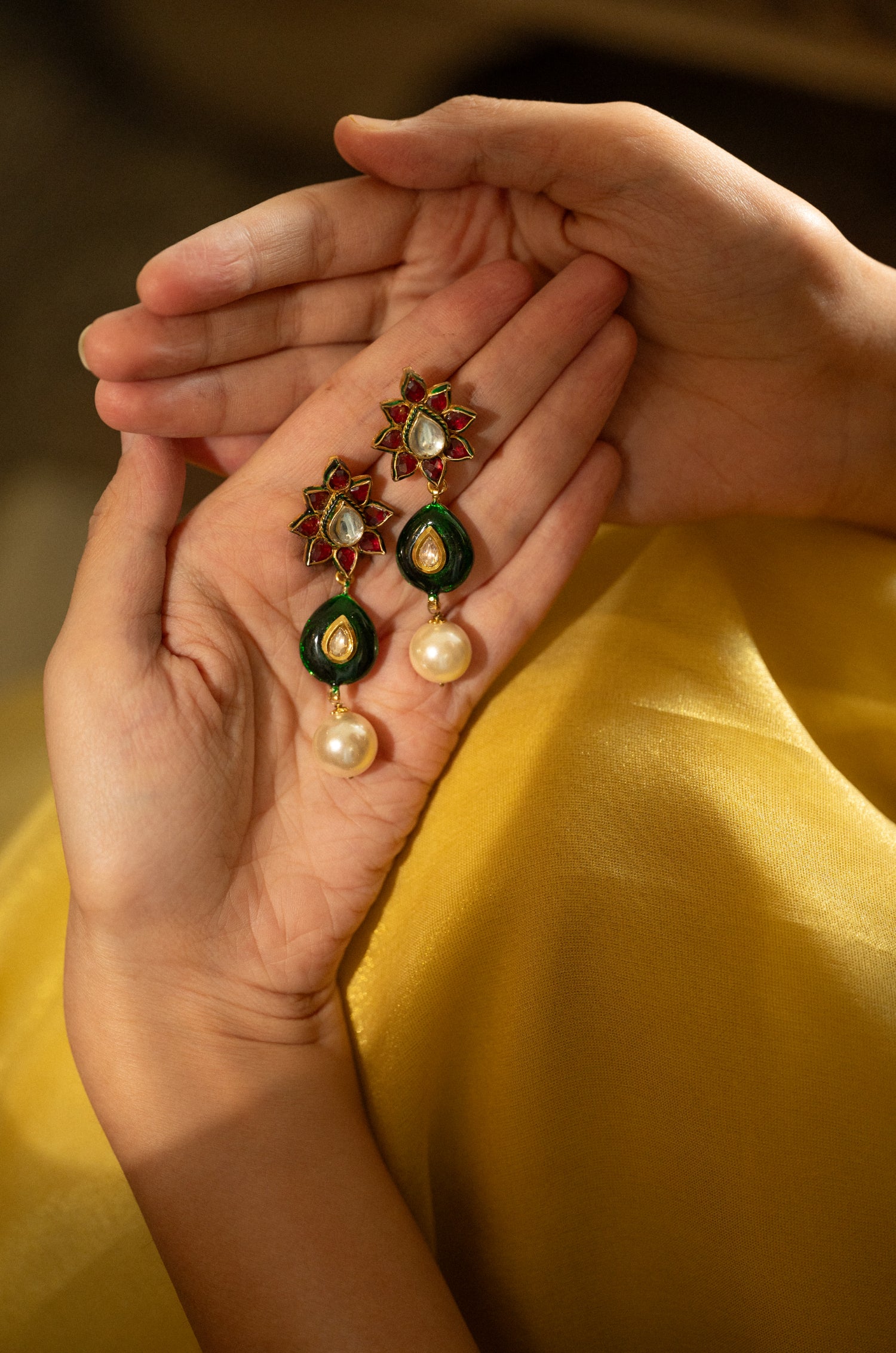 Sanya Green Kundan Earrings