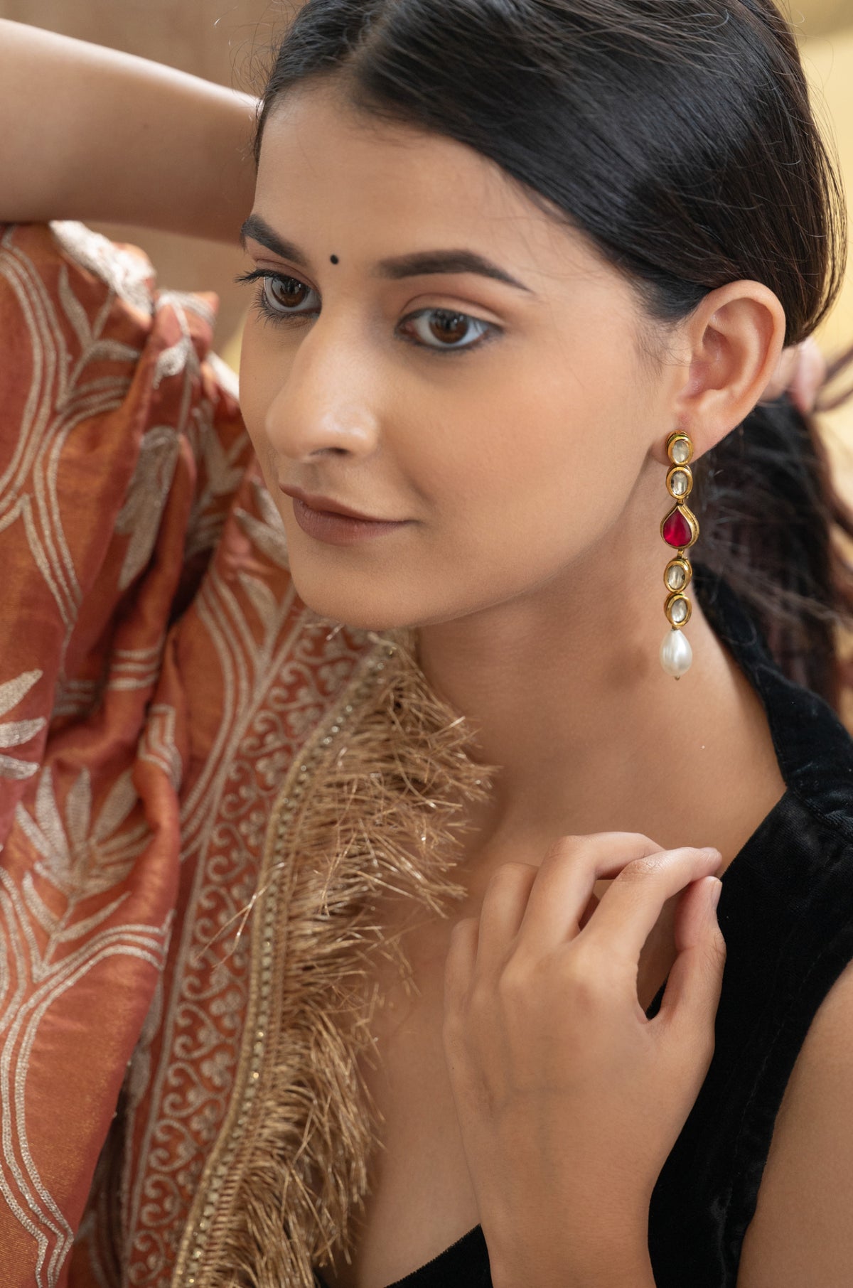 Arzoo Pink Dangler Earrings