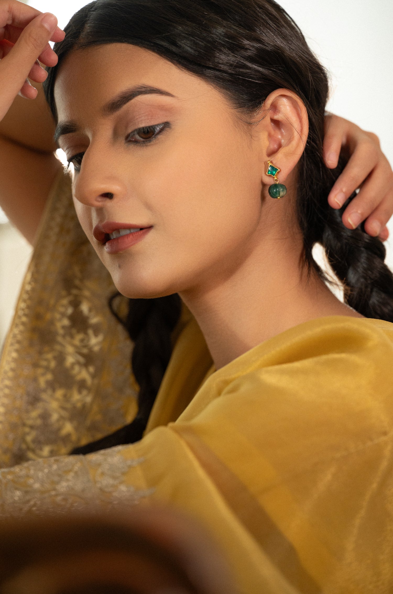 Manvi Green Kundan Earrings