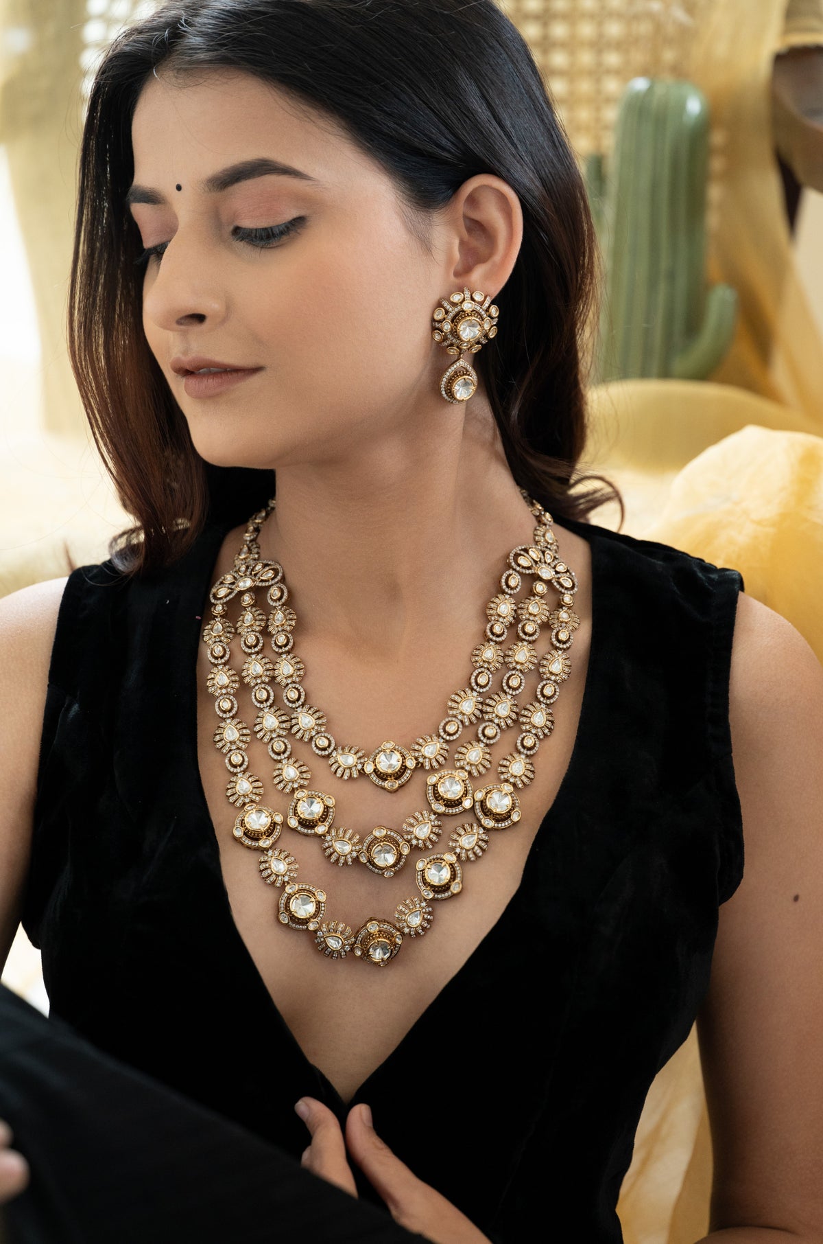 Aurora Polki Layered Necklace Set