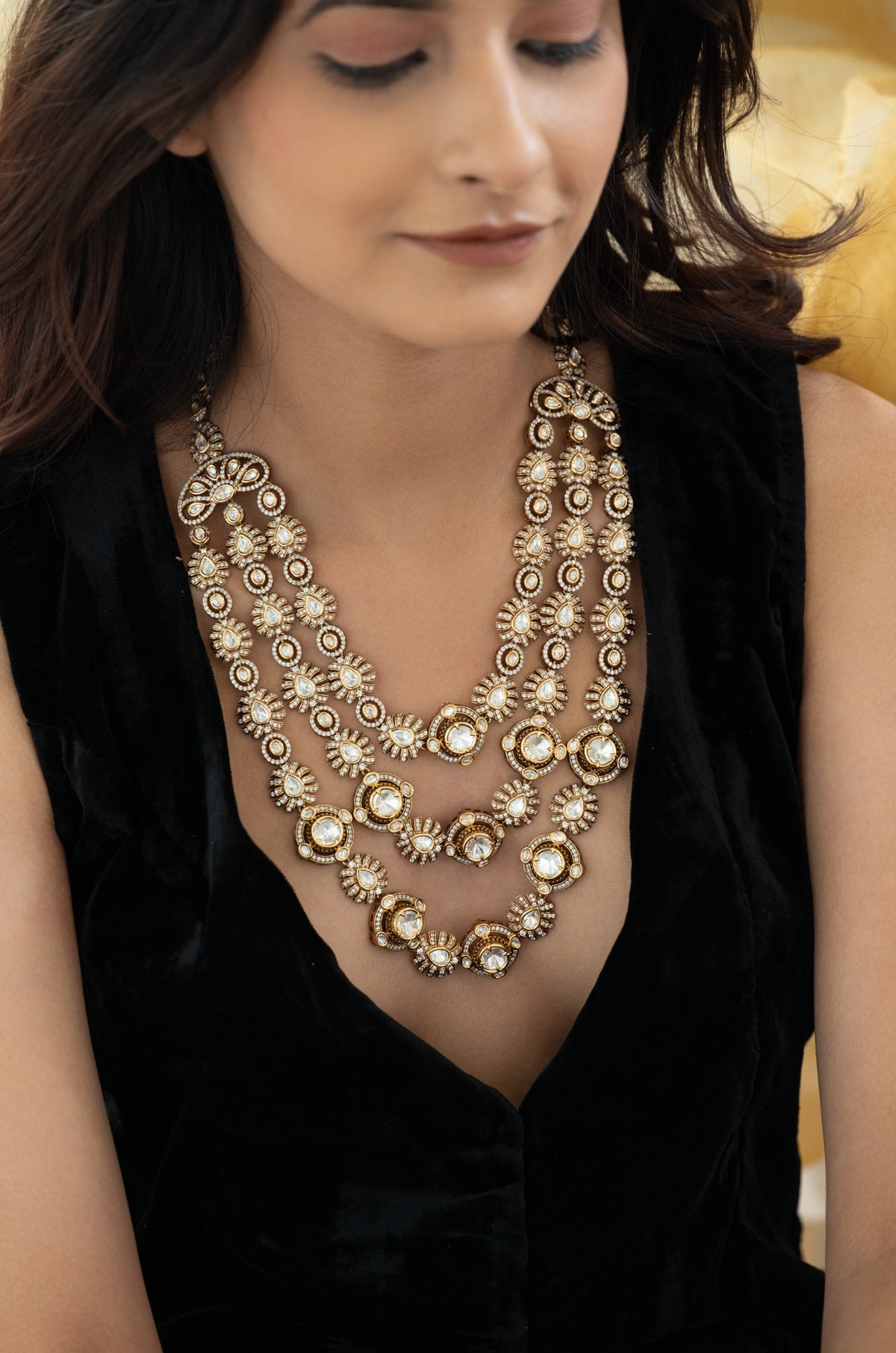 Aurora Polki Layered Necklace Set