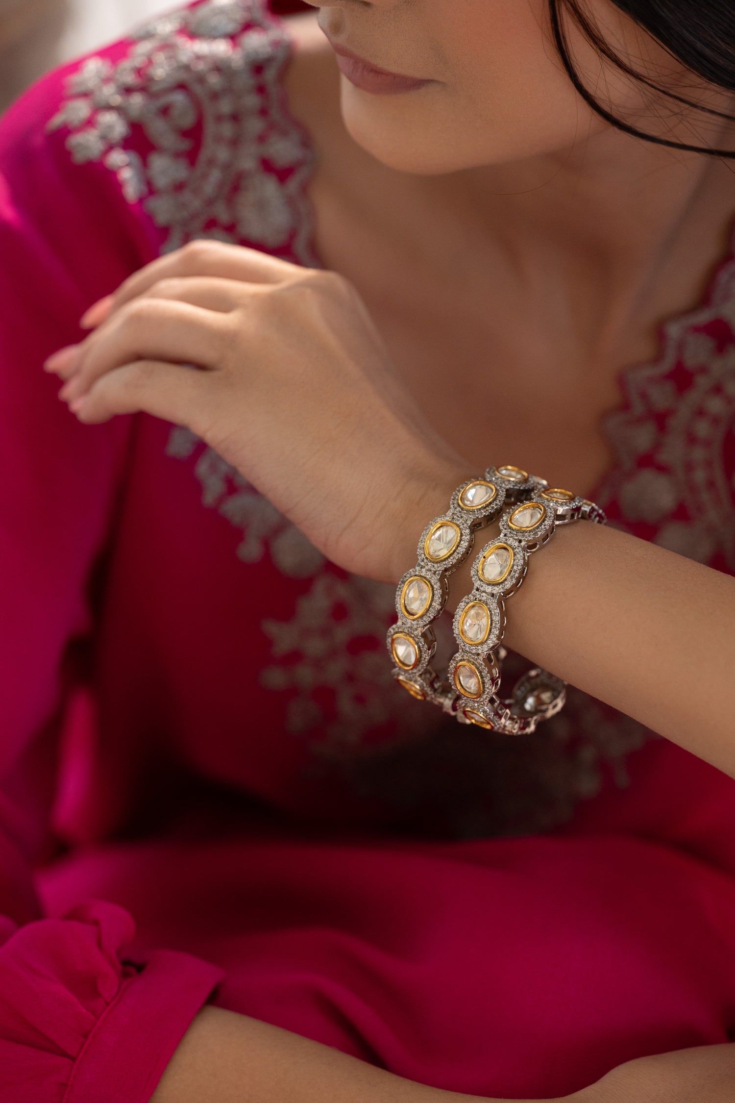 Zarini Polki Bangles - Set of 2