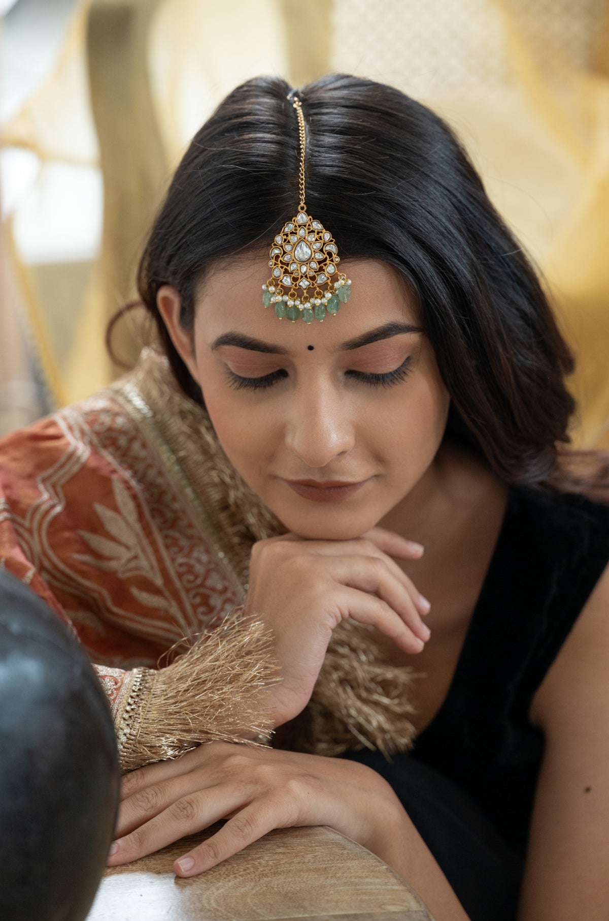 Aarohi Mint Polki Maangtikka