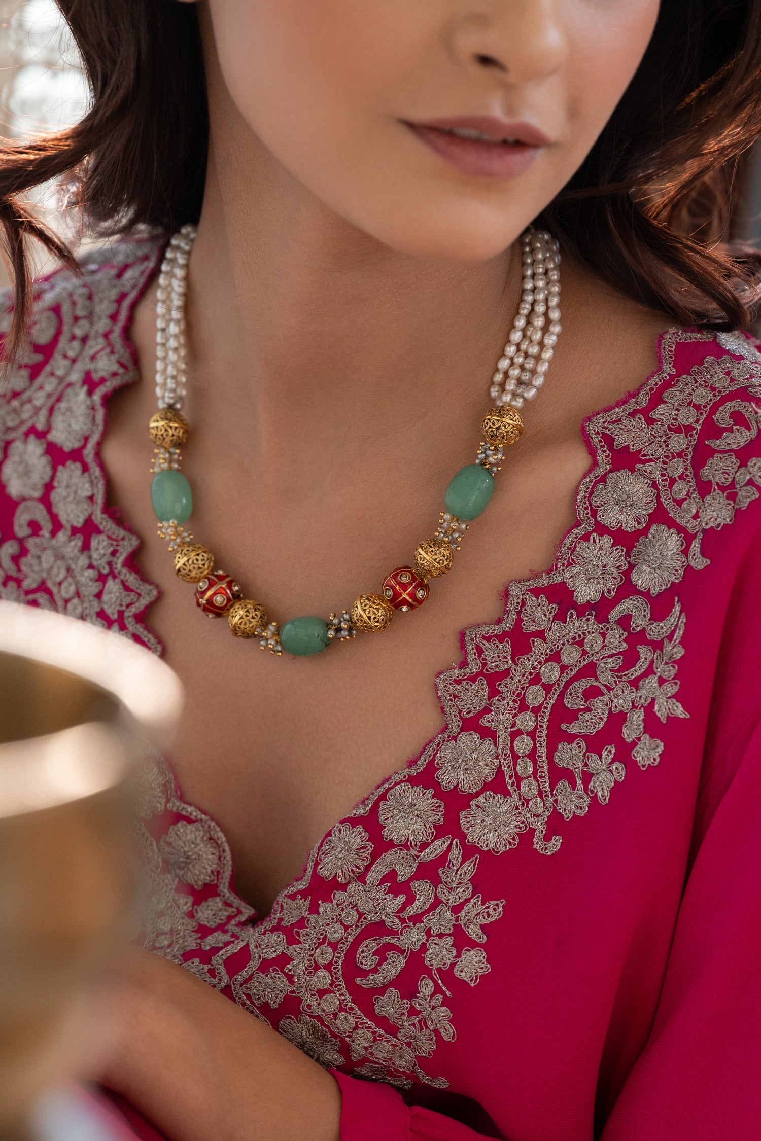 Kaviska Multicolored Pearl Necklace