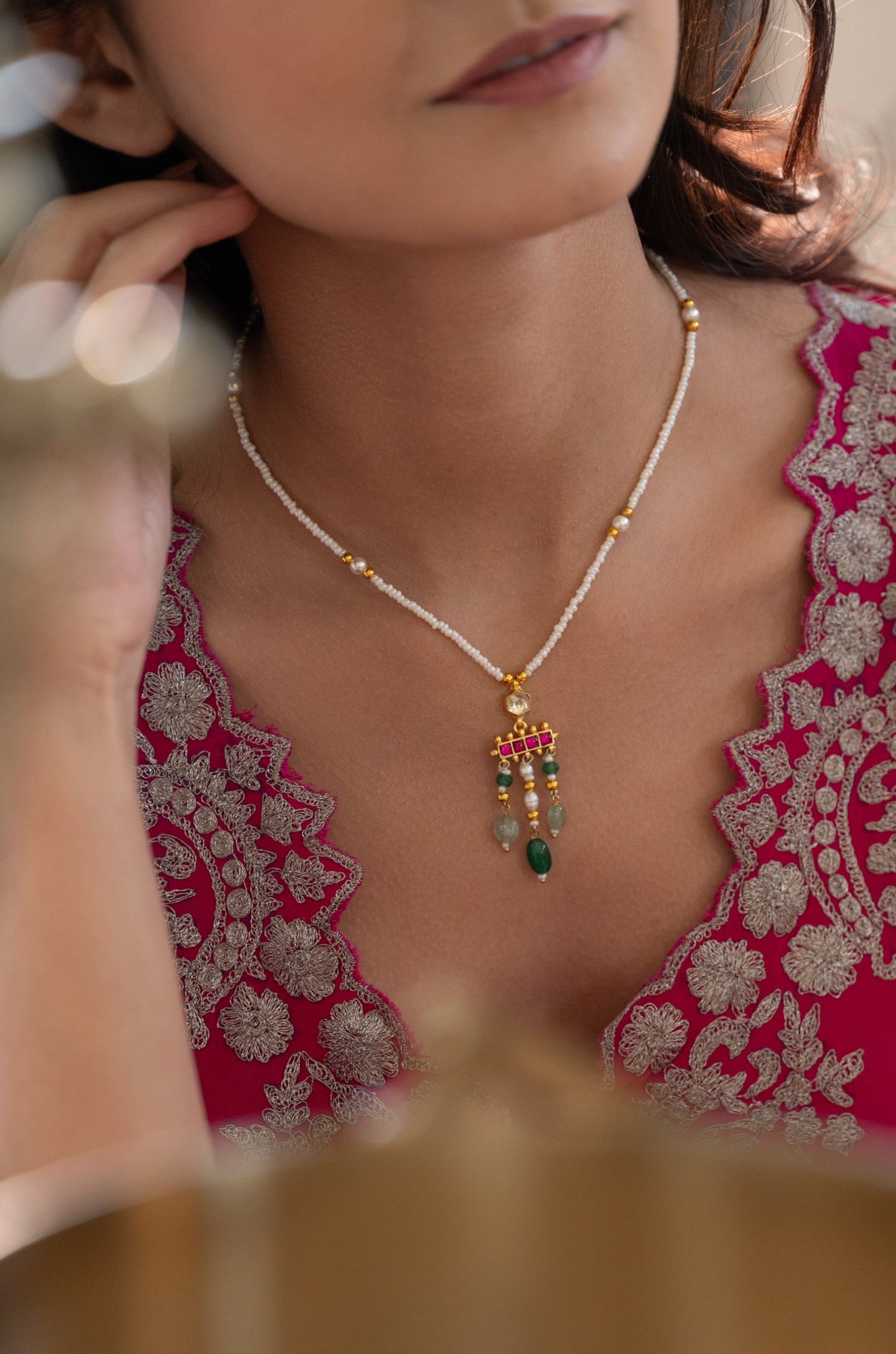 Naira Pink Kundan Pendant