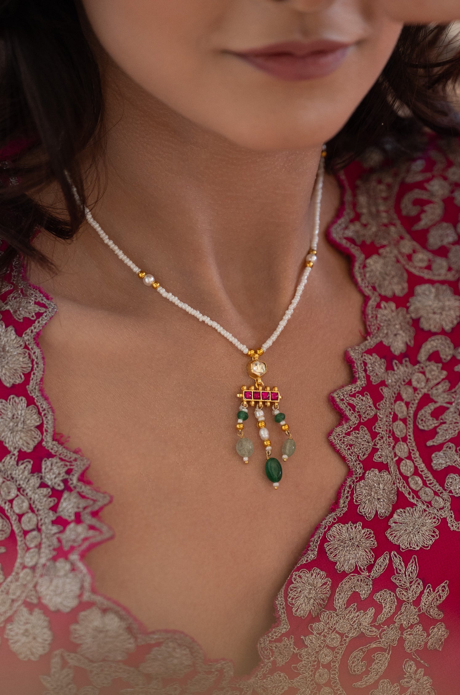 Naira Pink Kundan Pendant