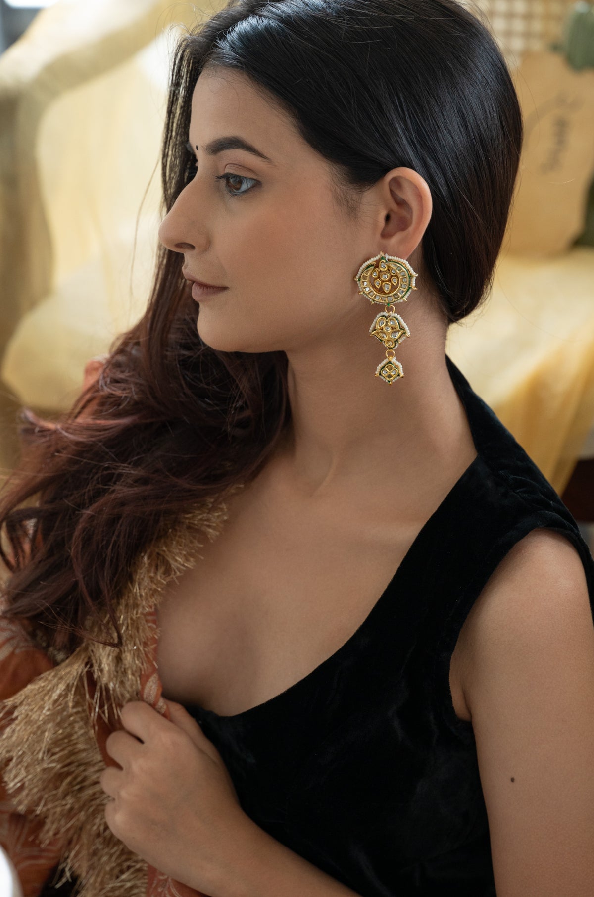 Riwaayat Kundan Drop Earrings