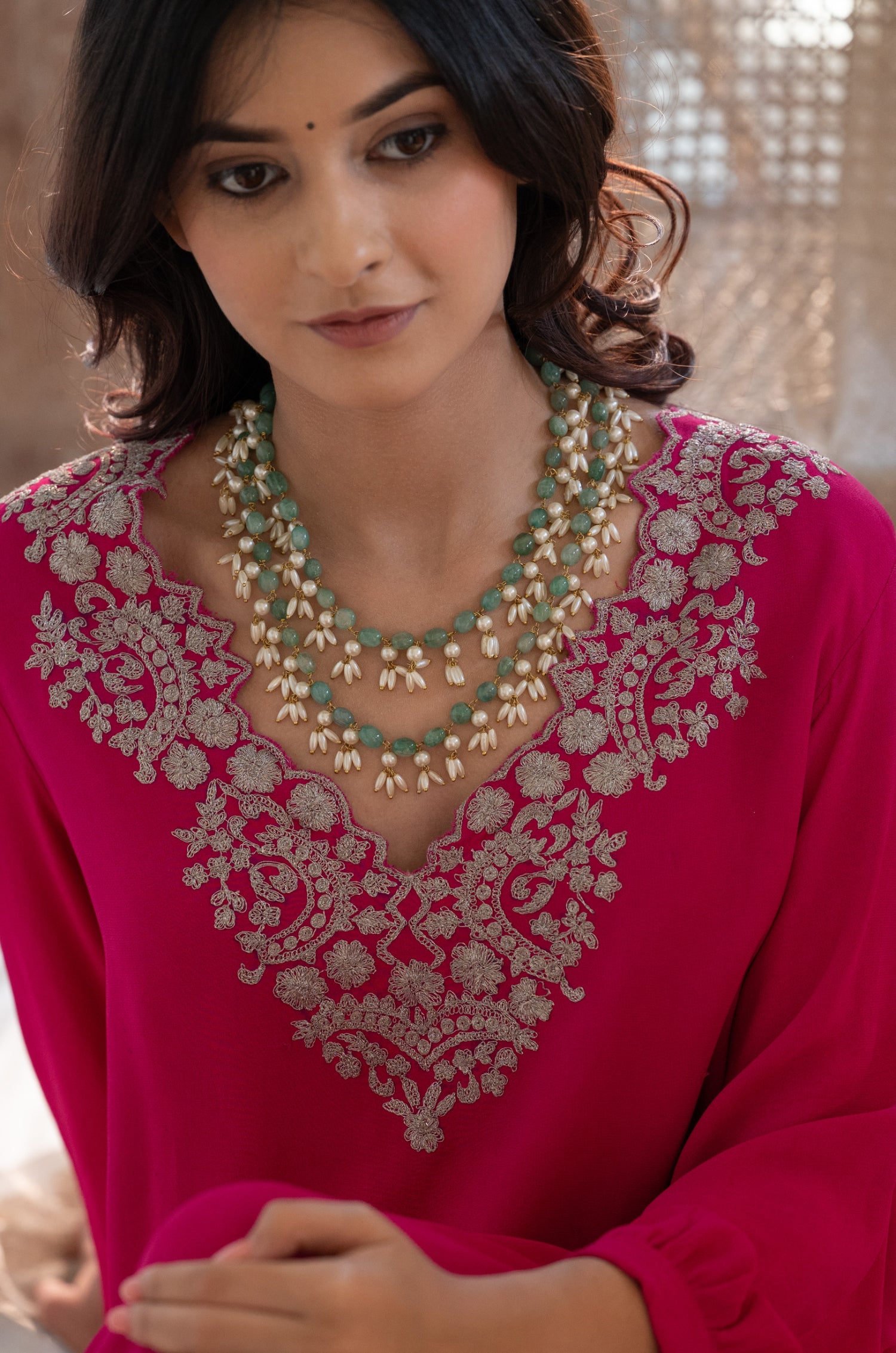 Zuri Mint Layered Necklace
