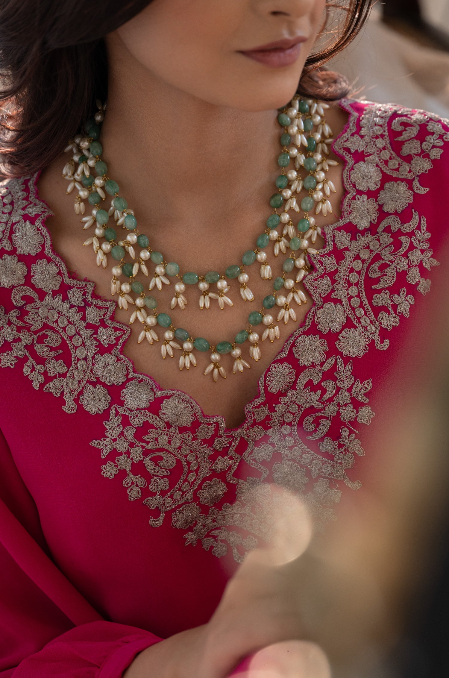 Zuri Mint Layered Necklace