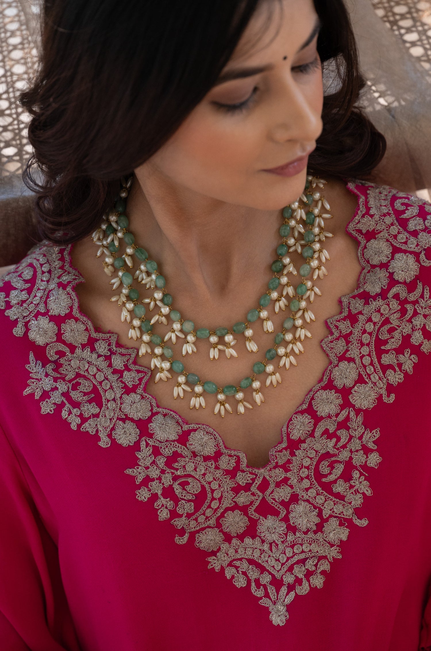 Zuri Mint Layered Necklace