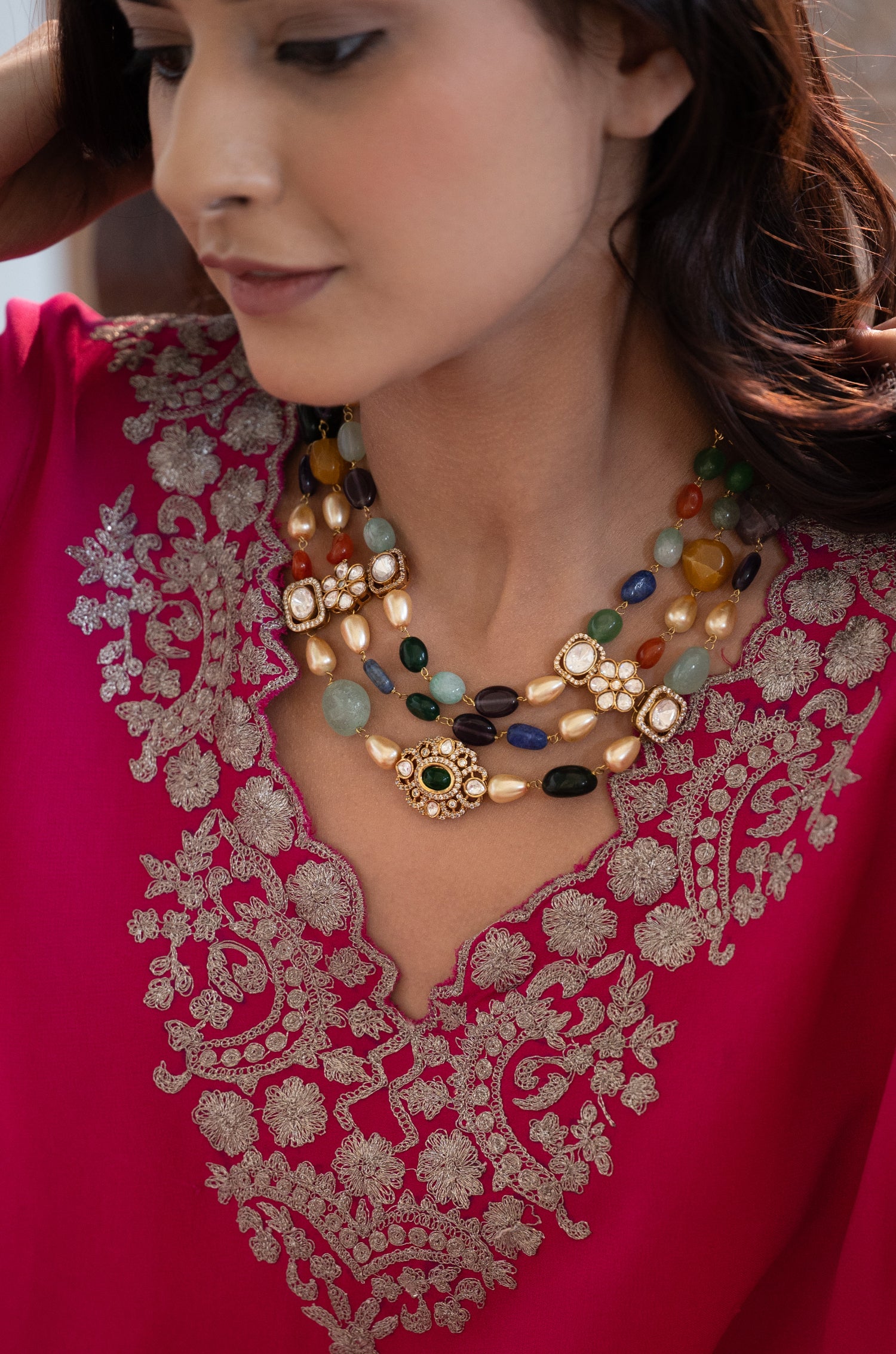 Amaira Multicolored Polki Necklace