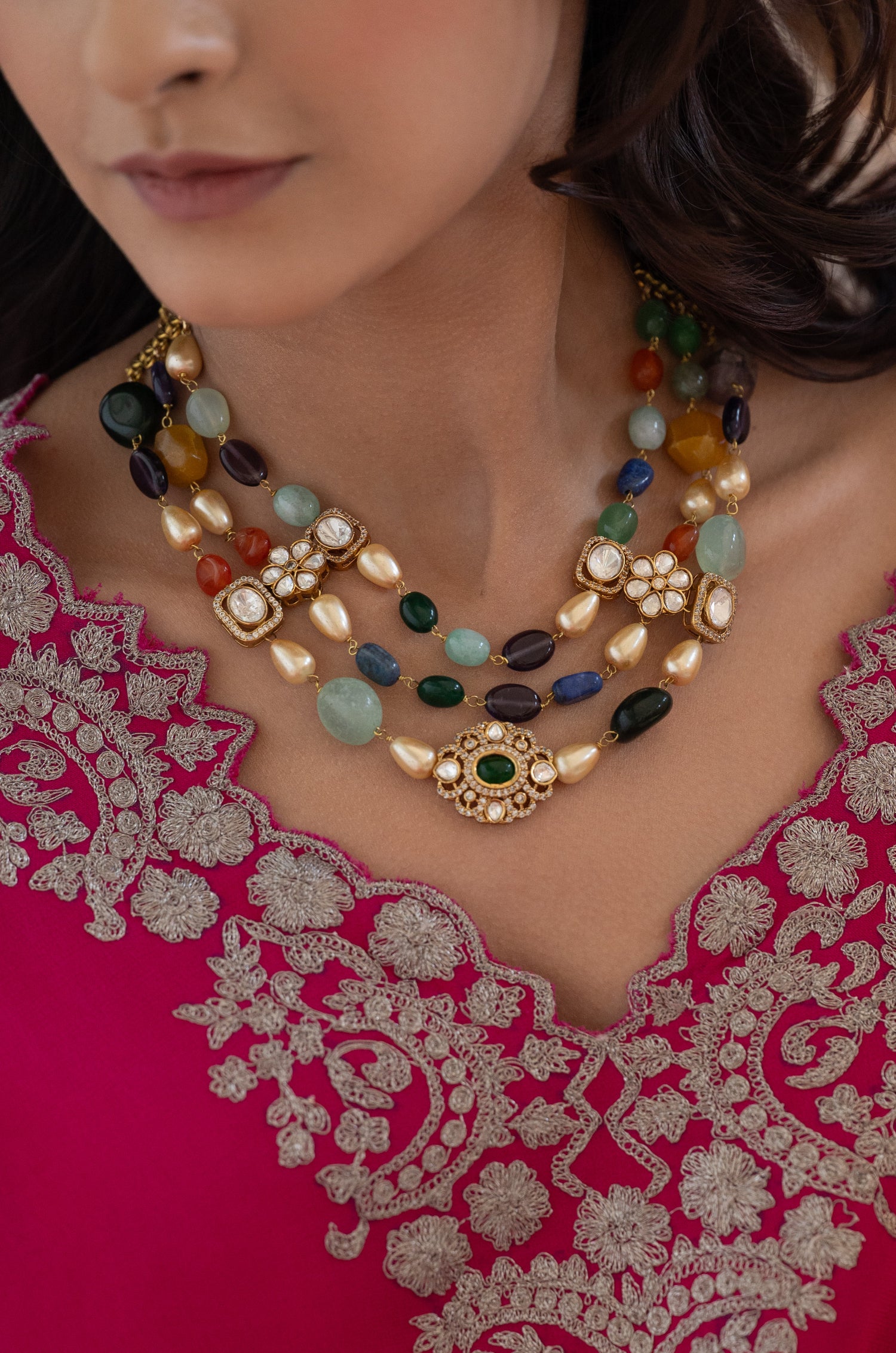 Amaira Multicolored Polki Necklace