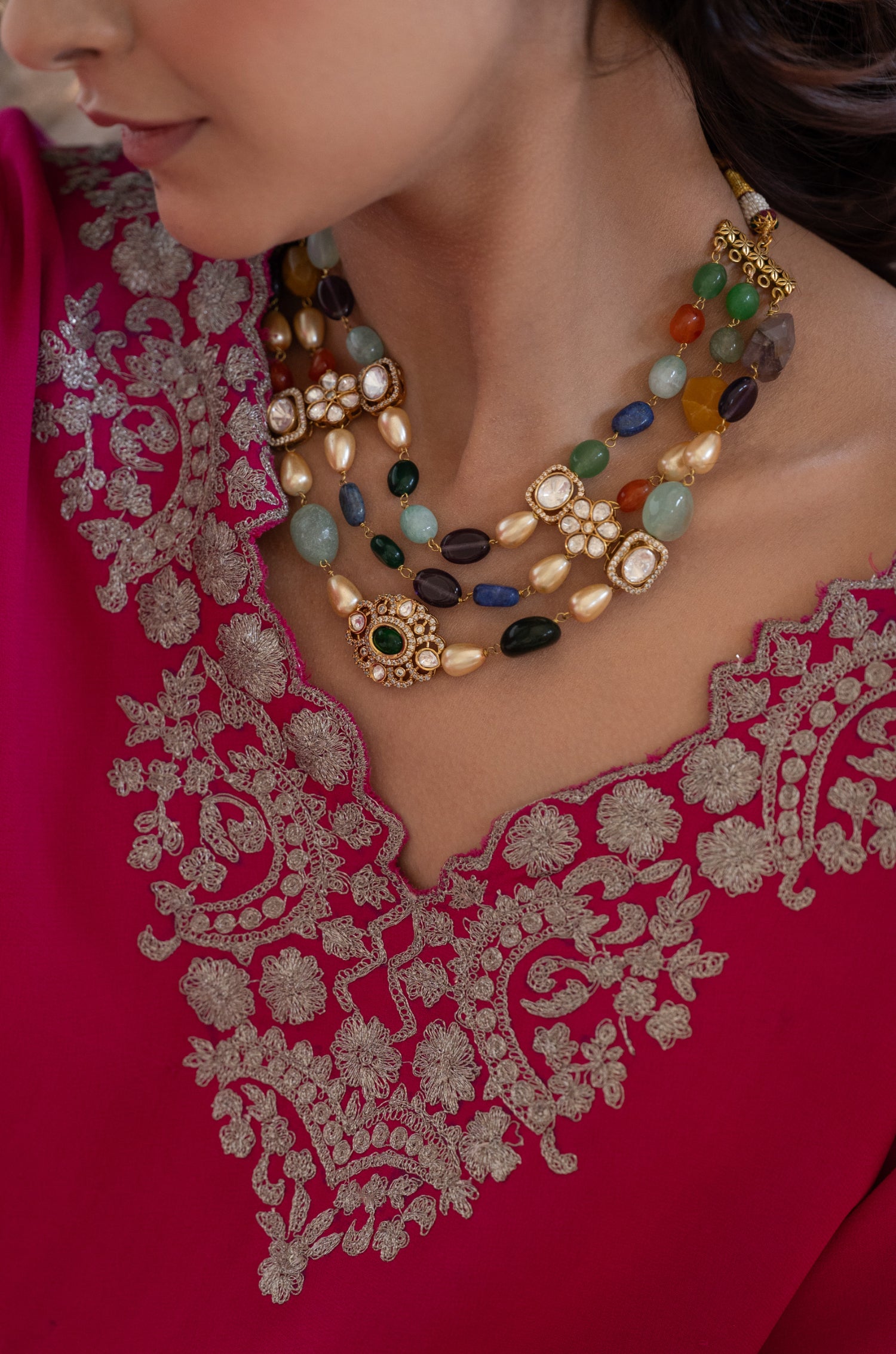 Amaira Multicolored Polki Necklace