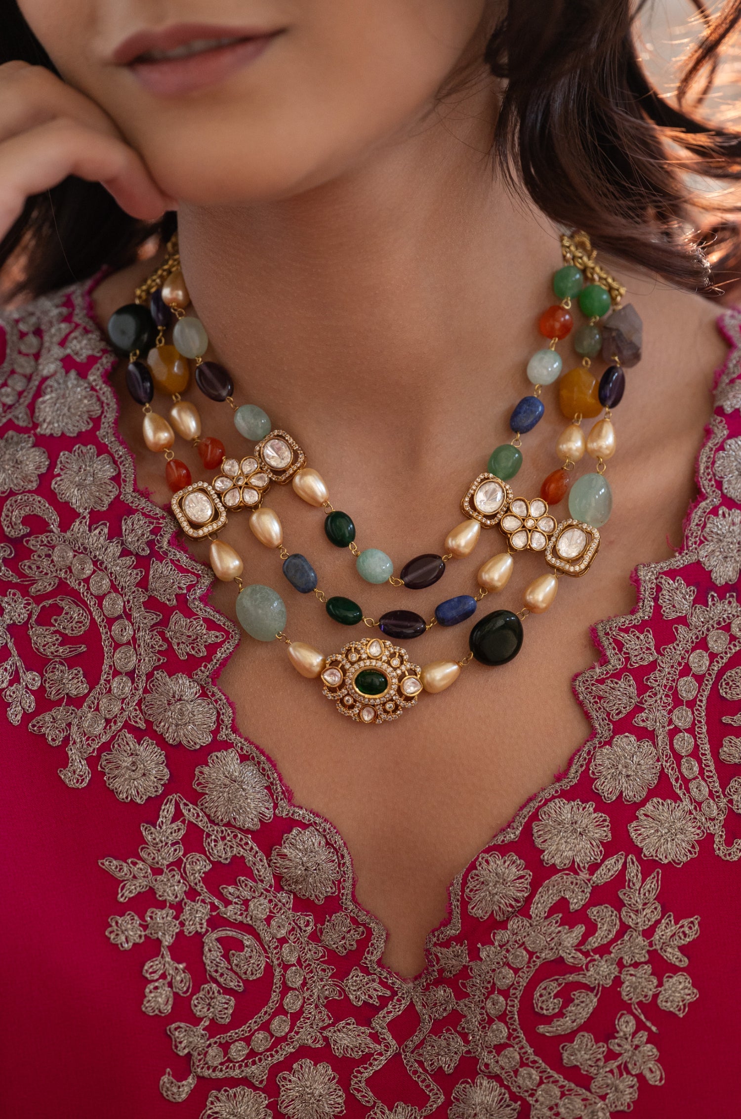 Amaira Multicolored Polki Necklace