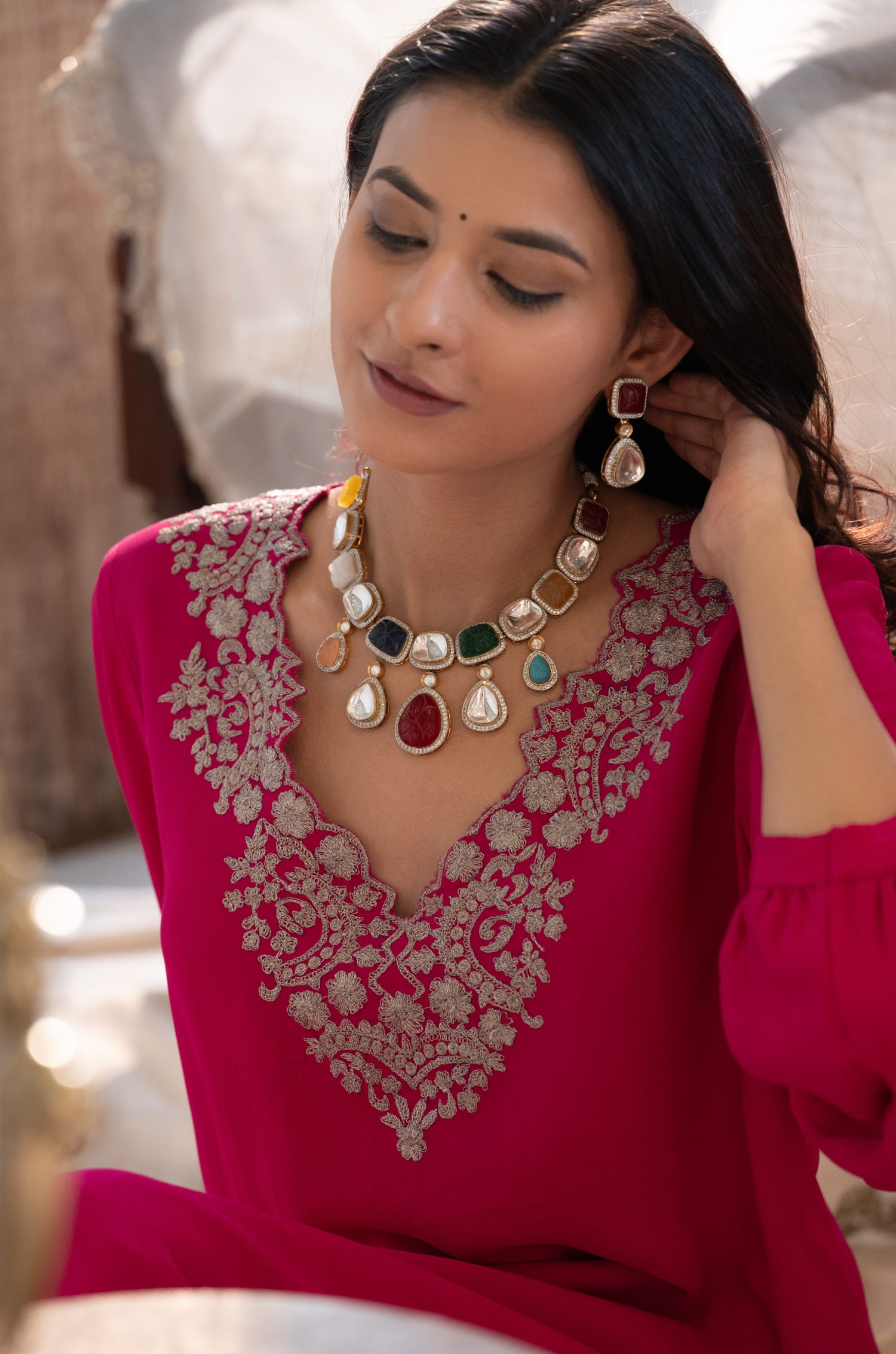 Nishika Navrattan Necklace Set