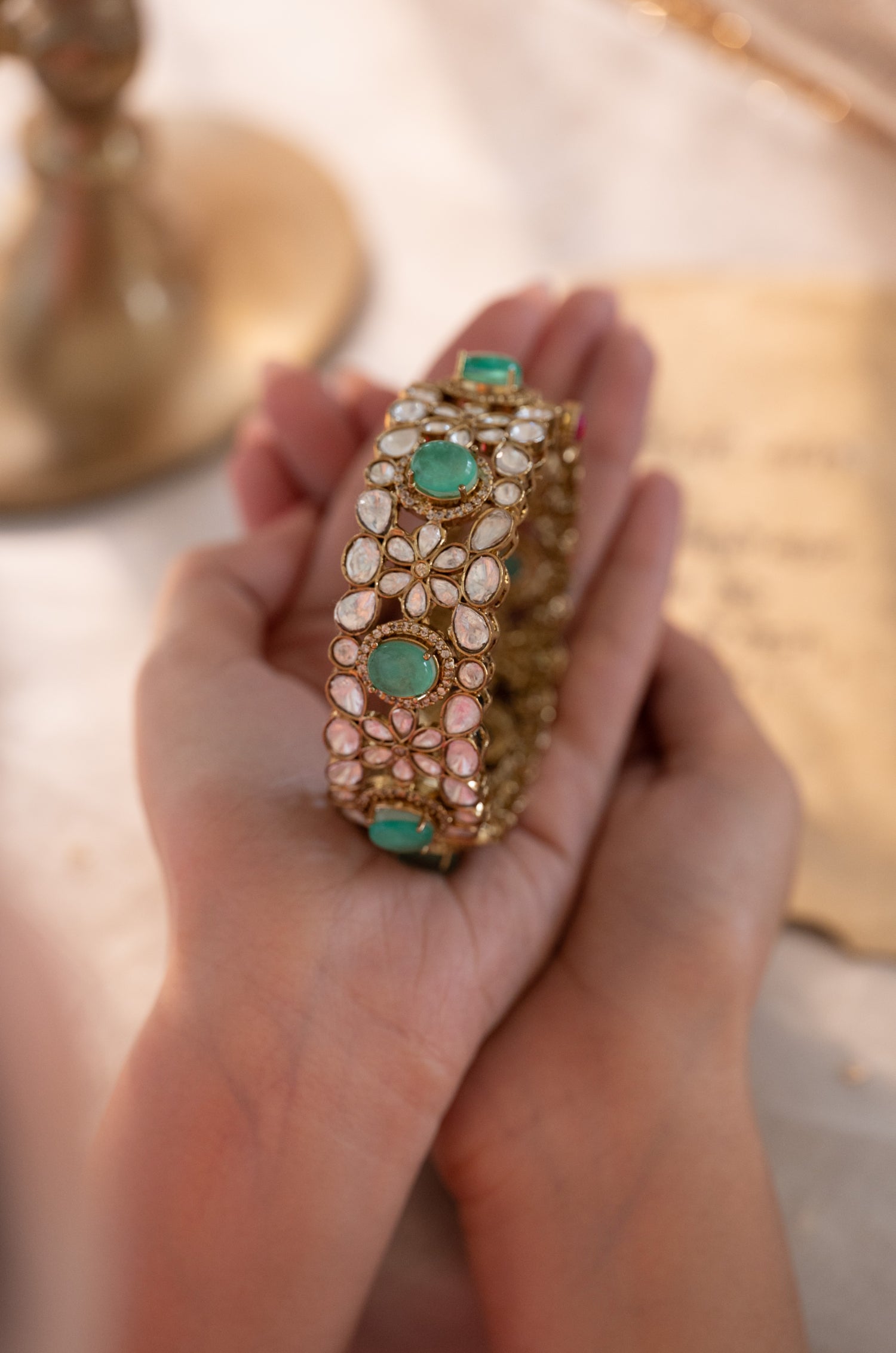 Alpesha Mint Polki Bangle